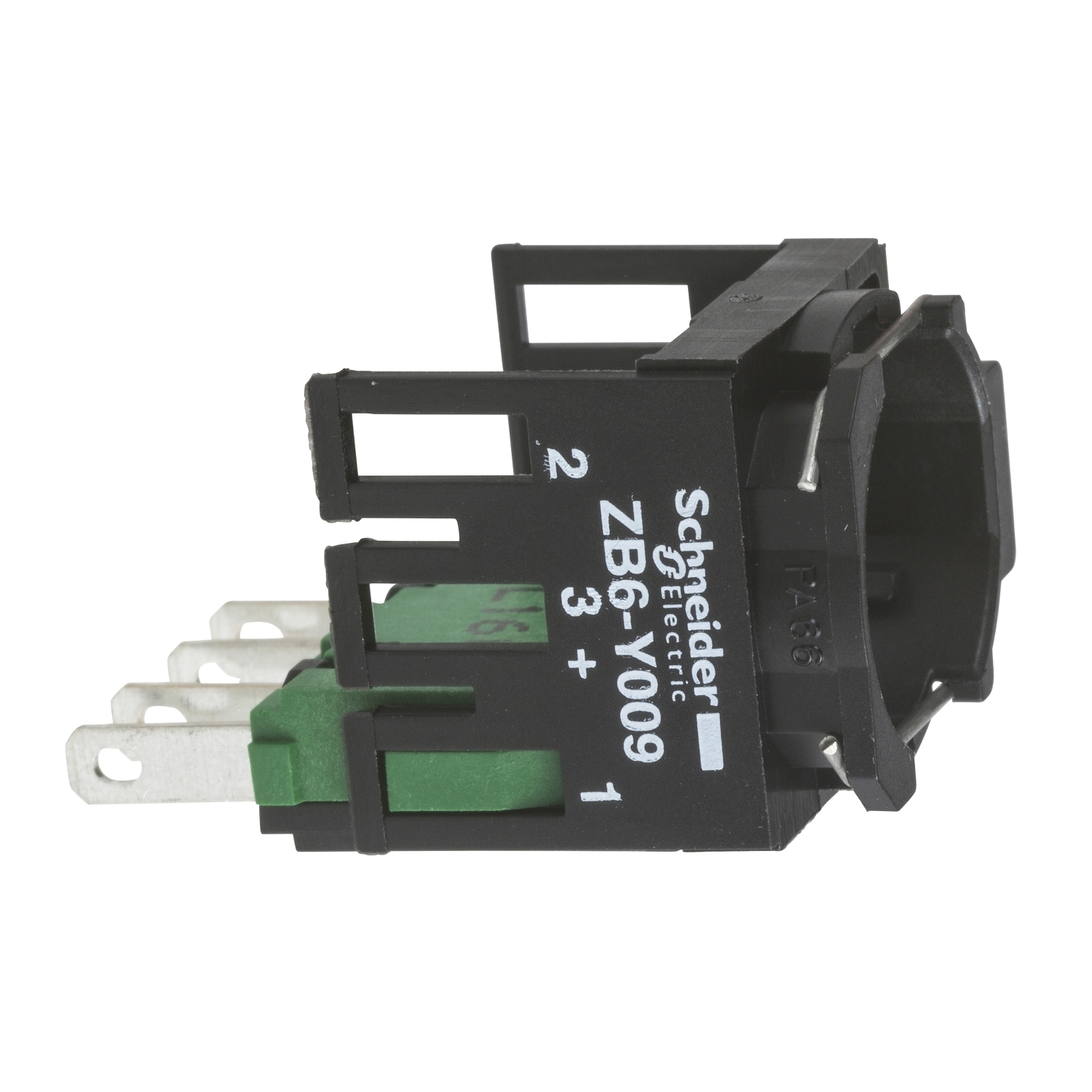 Complete body for push buttons or selector switches, Harmony XB6, single contact, with body fixing collar, faston connector, 1NO
