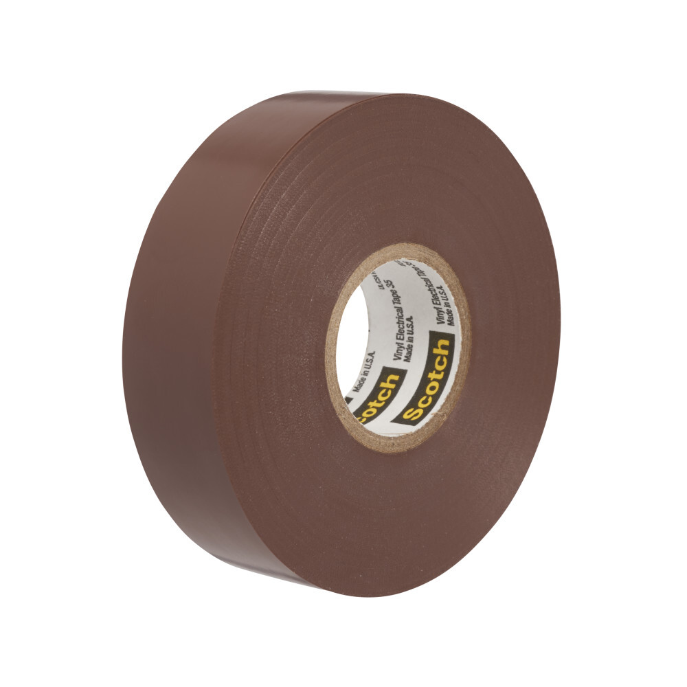 7000132638 Scotch Vinyl Color Coding Electrical Tape 35, 1/2 inch x 20 ft, Brown