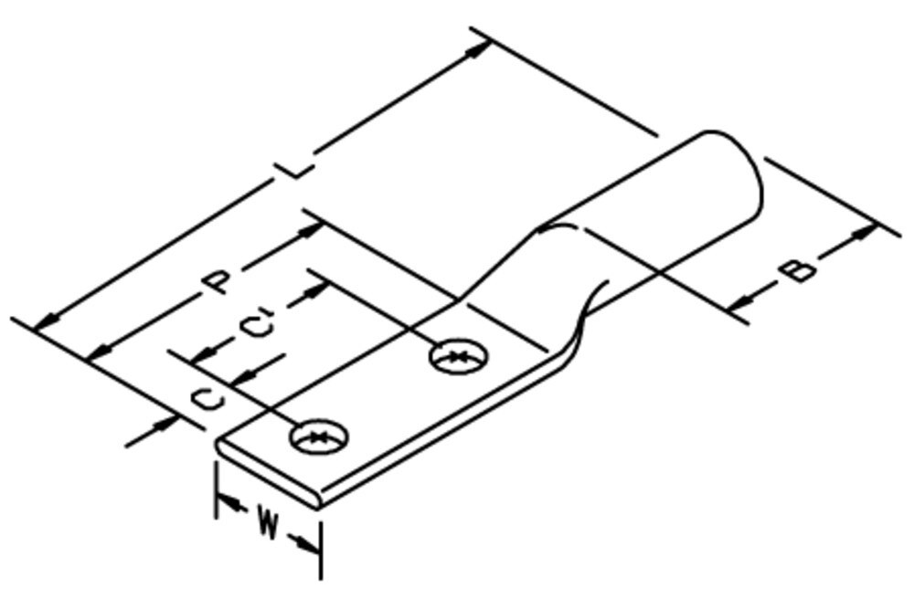 3M(TM) Scotchlok(TM) 31129 Copper Two Hole Long Barrel Lug, Purple, 1 AWG, 10 per case