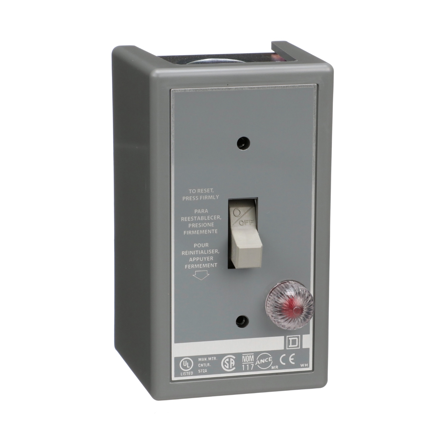 Manual Starter, fractional horsepower, 16A, 2 poles, 1 HP at 277 VAC, toggle operated, red indicator, NEMA 1 enclosure