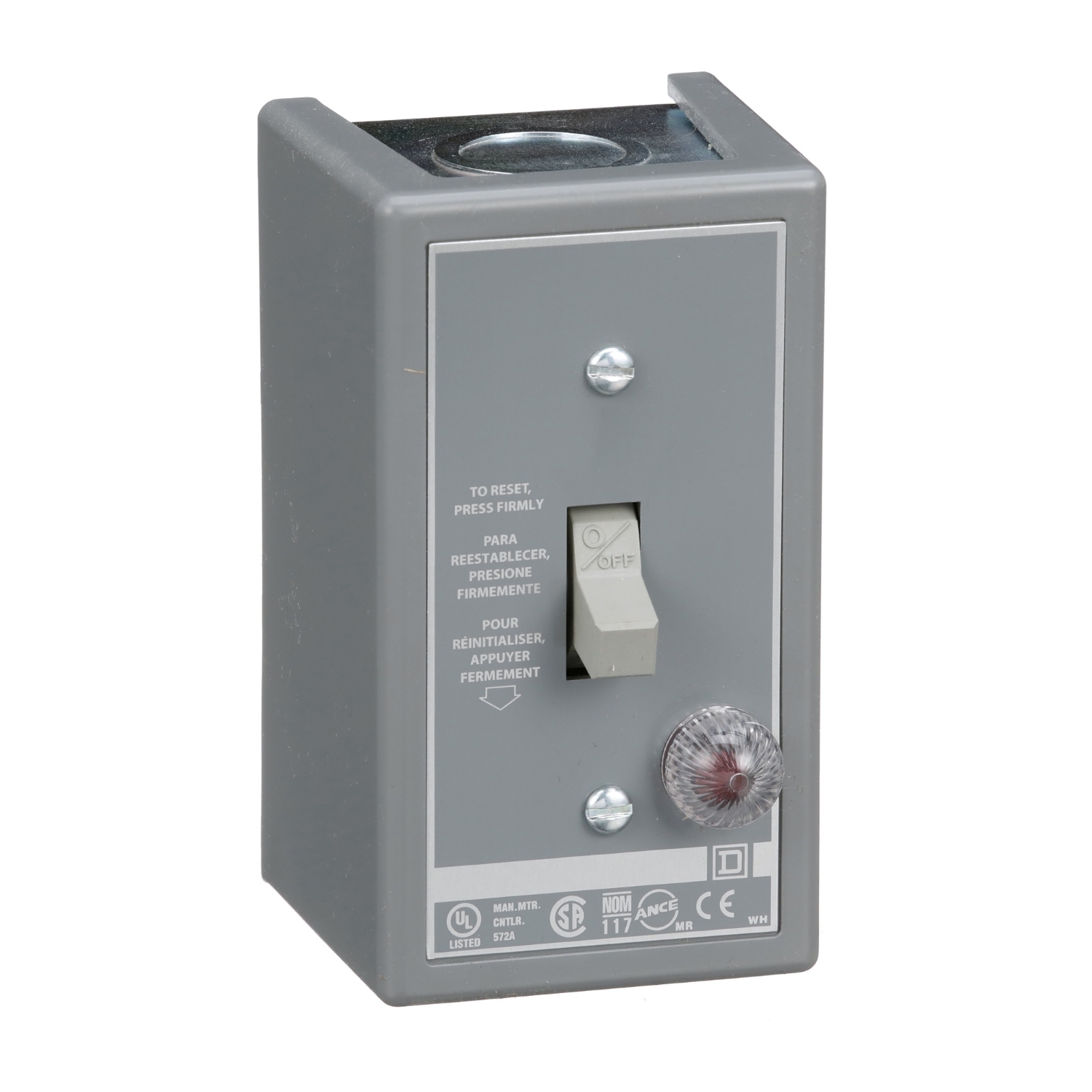 Manual Starter, fractional horsepower, 16A, 1 pole, 1 HP at 277 VAC, toggle w/guard, red indicator, NEMA 1 enclosure