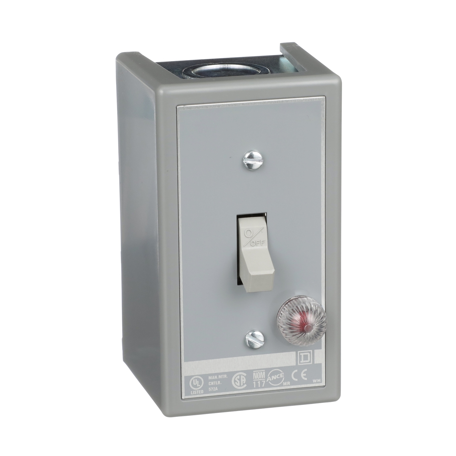 Switch, manual, 30A, 3 pole, 10 HP at 575 VAC, three phase, toggle operated, red 440/600 VAC indicator, NEMA 1 enclosure