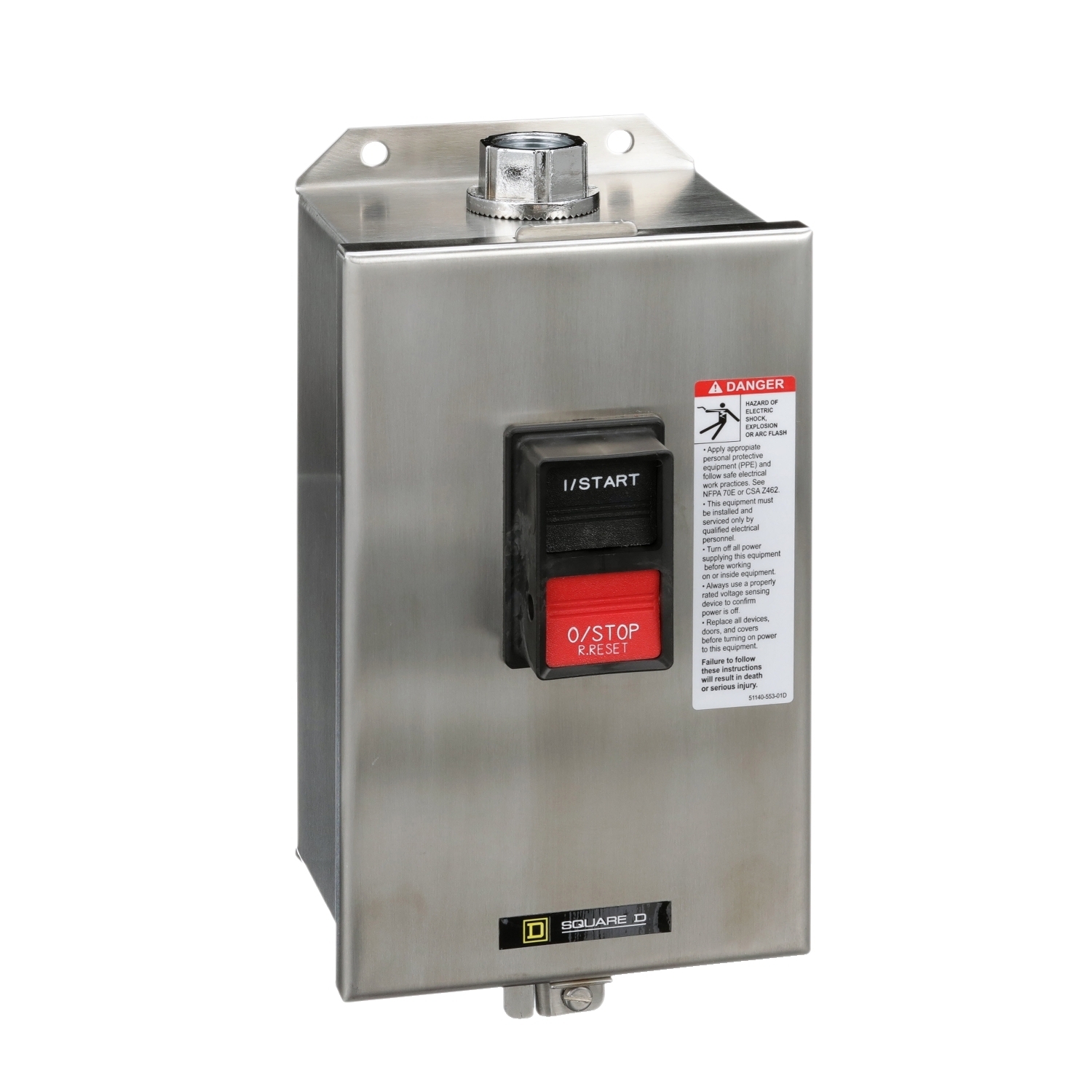 Manual starter, integral horsepower,  NEMA M0, 600VAC, 2 pole, 2HP at 230VAC, 1 phase, no indicator, NEMA 4/4X