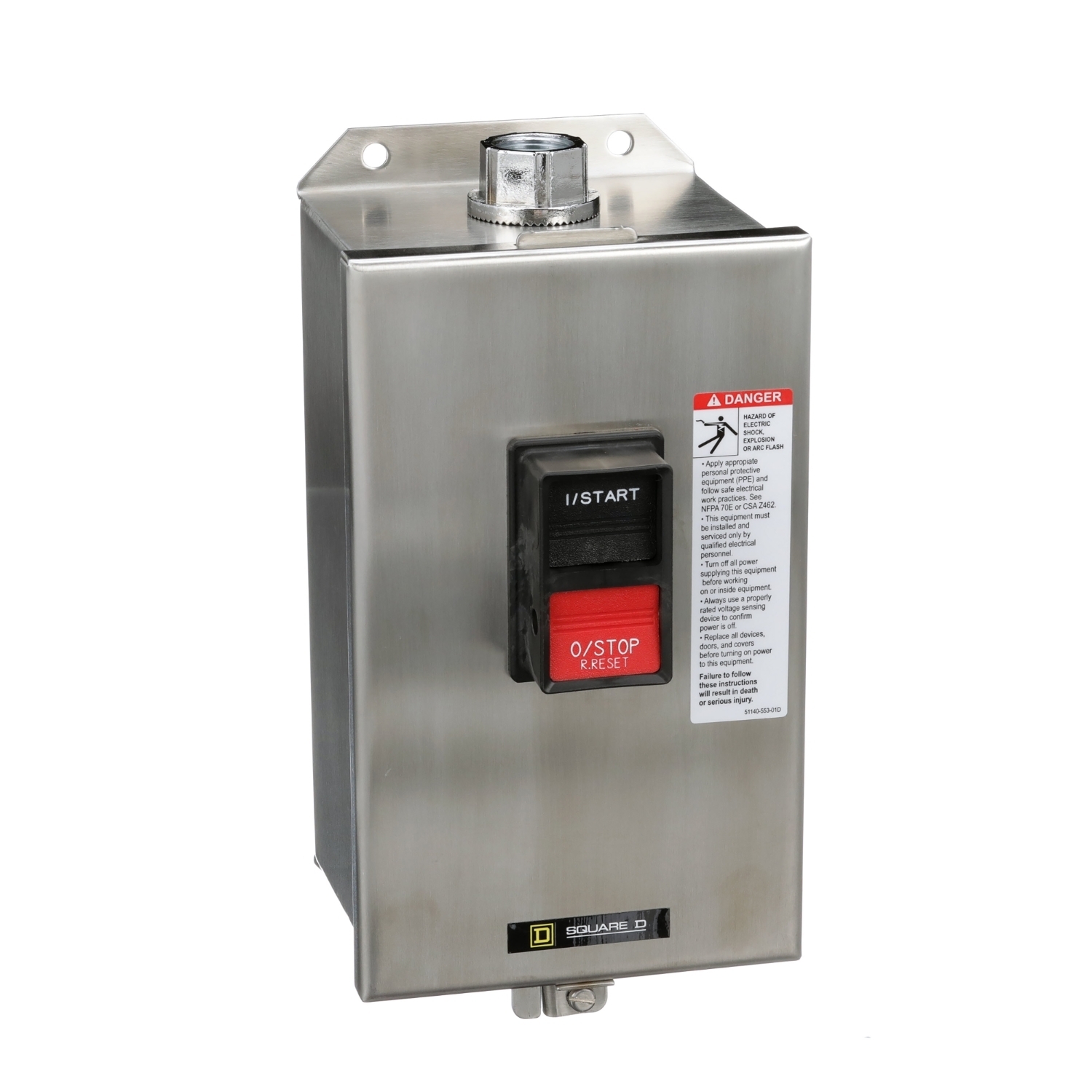 Manual Starter, integral horsepower,  NEMA M1, 600 VAC, 2 pole, 3 HP at 230 VAC, single phase, no indicator, NEMA 4/4X