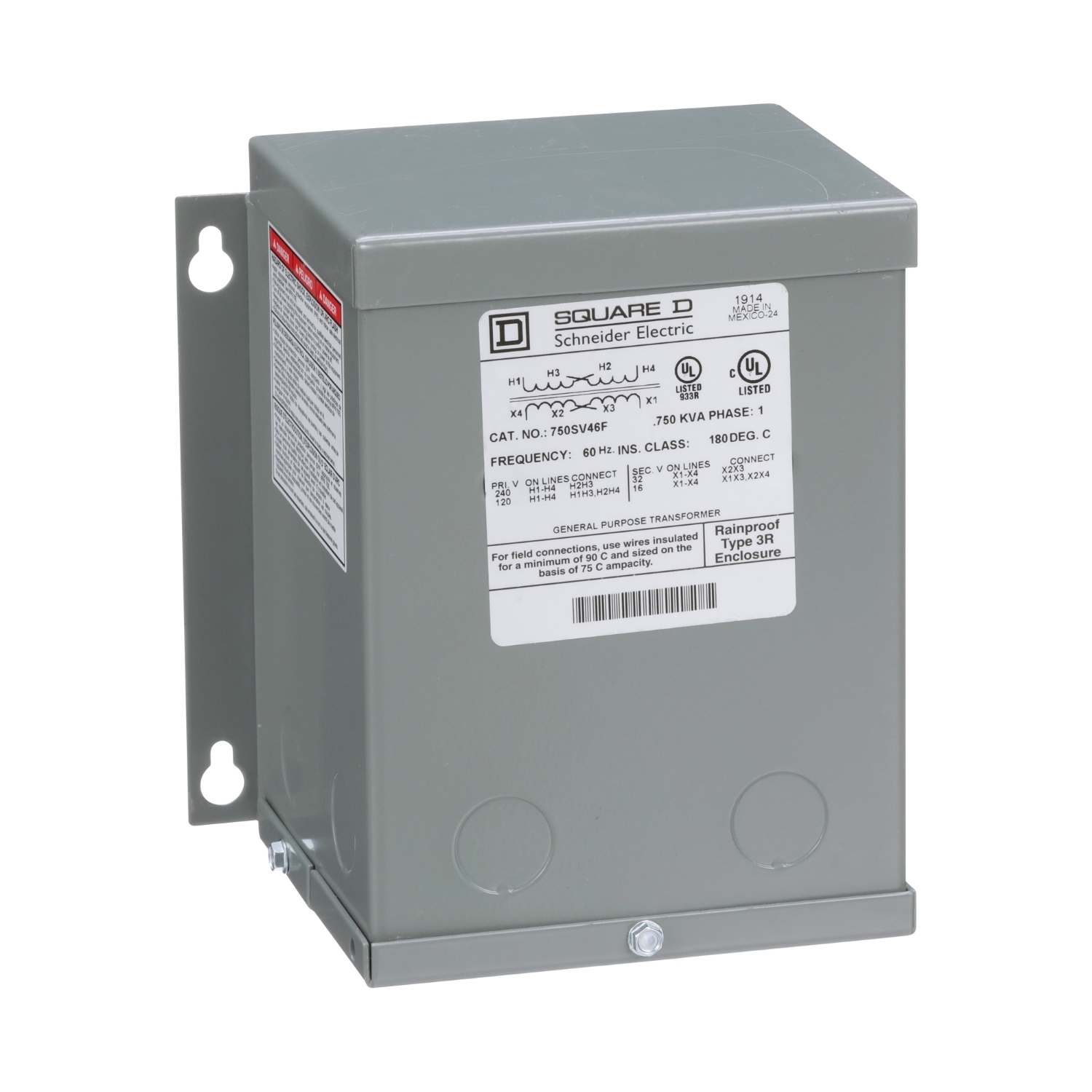 Transformer, buck boost, encapsulated, 0.75kVA, 1 phase, 120x240V primary, 16/32V secondary, NEMA 3R, 115C rise