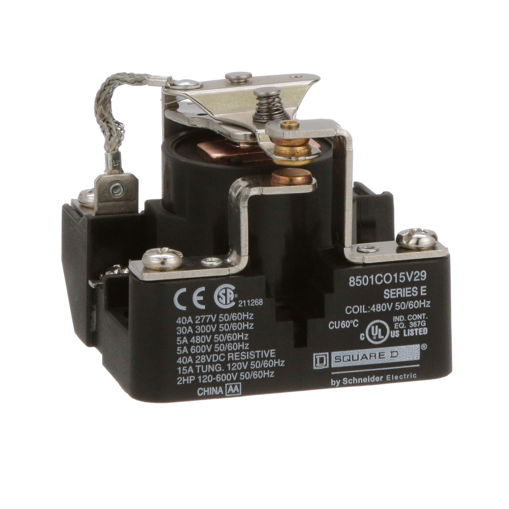 Power Relay, Type C, 2 HP, 30A resistive at 300 VAC, SPDT, 1 normally open and 1 normally closed contact, 480 VAC coil