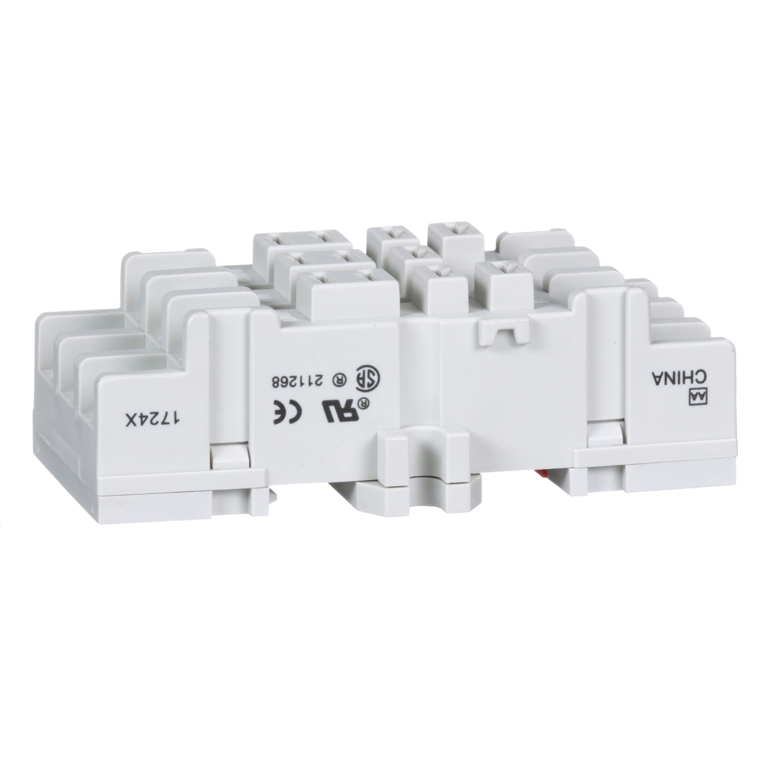 Relay Socket, Harmony 8501N, 11 tubular pins, single tiered screw clamp terminals, DIN rail/panel mount, 15A-300V AC