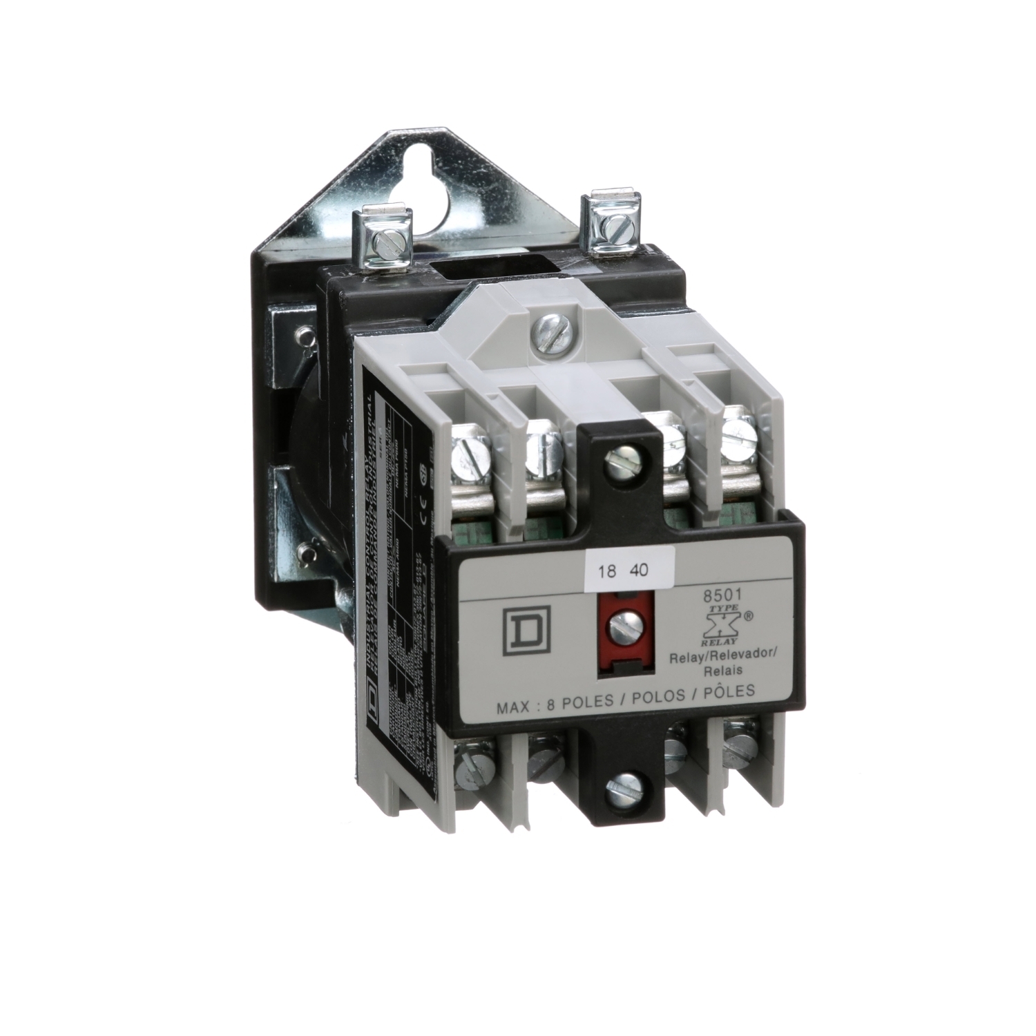 Relay, Harmony 8501X, machine tool, coil, screw clamp terminals, 10A resistive at 600V AC, 115...125V DC, 4NO