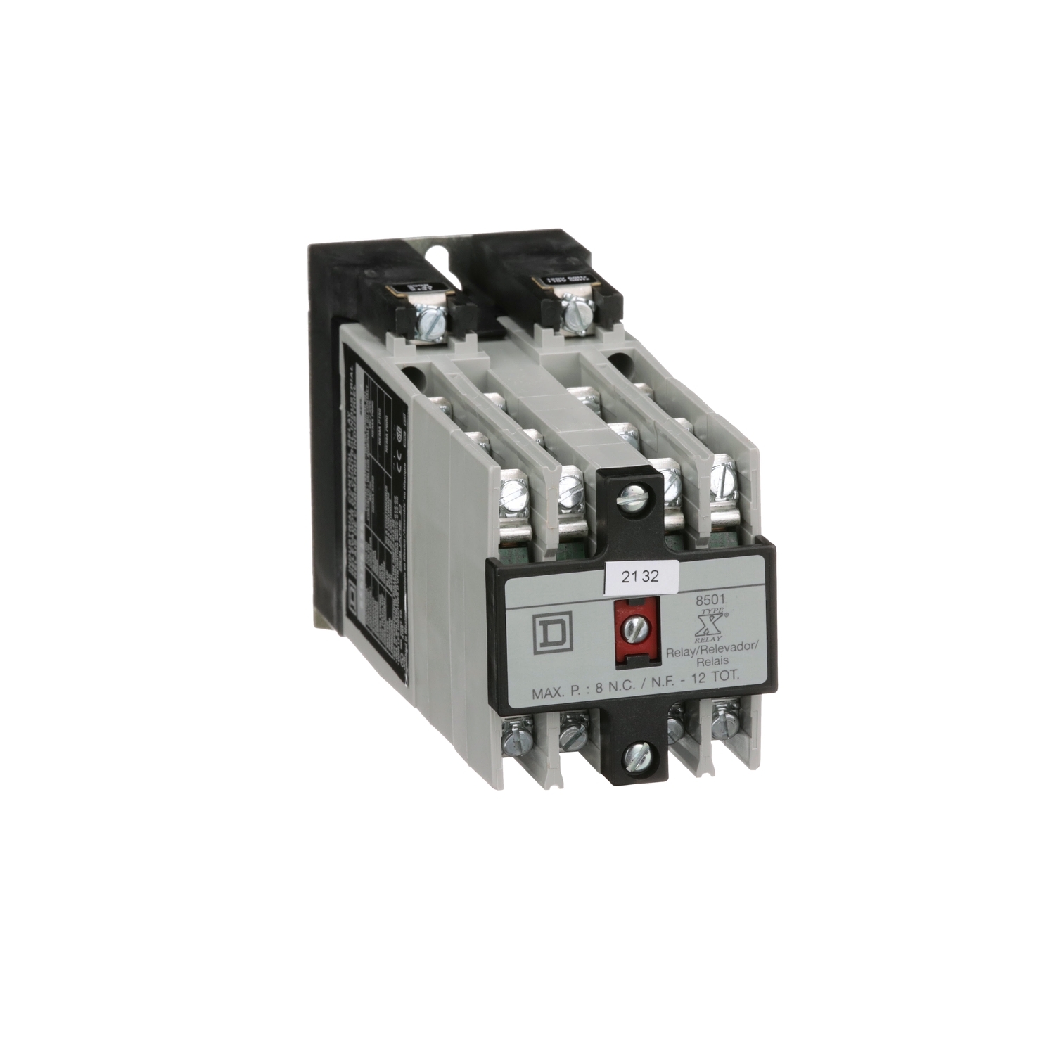 Relay, Harmony 8501X, machine tool, coil, screw clamp terminals, 10A resistive at 600V AC, 110/120V AC 50/60Hz, 12NO