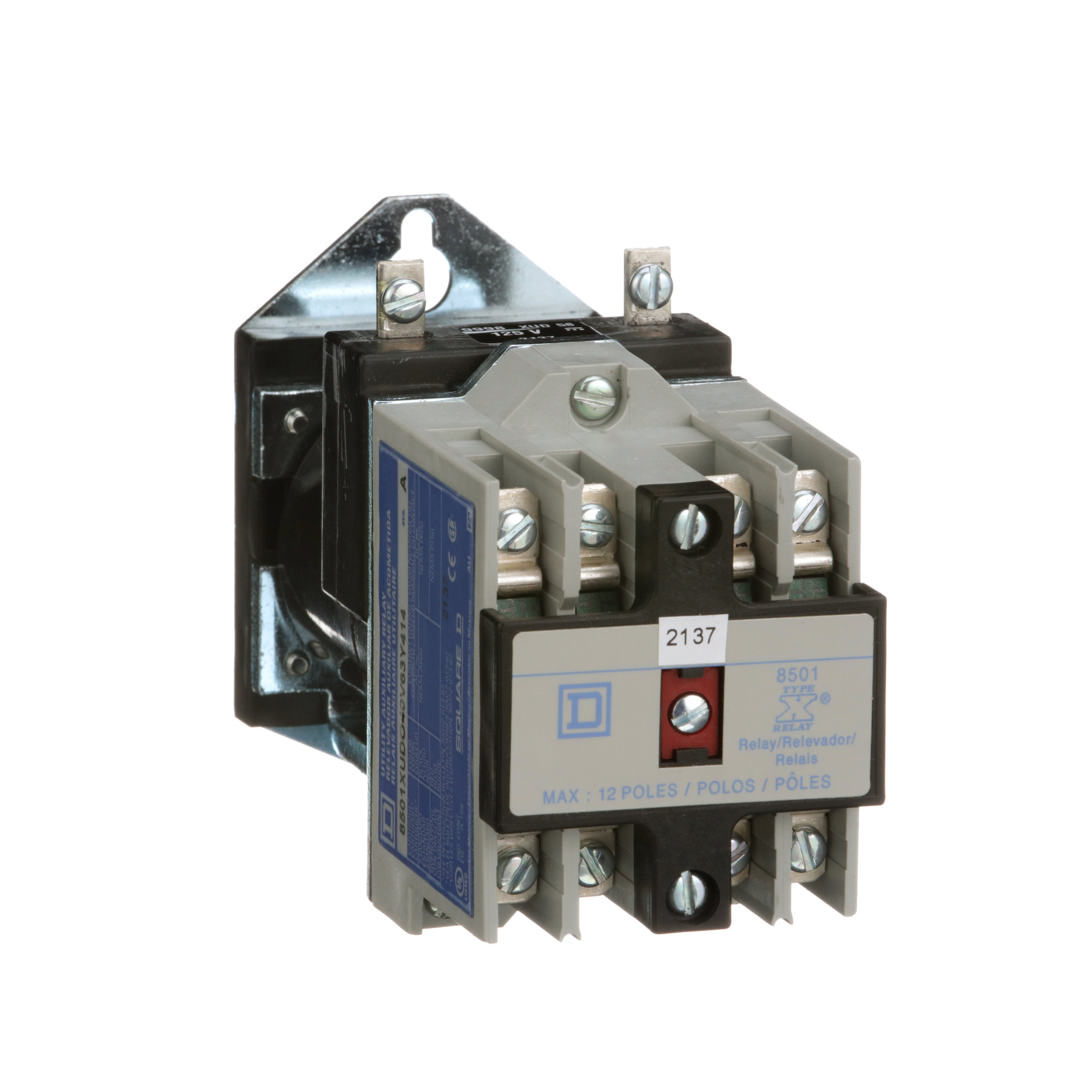 NEMA Control Relay, Type X, utility, 10A resistive at 600 VAC, 4 normally open contacts, 125 VDC coil, pan head screws