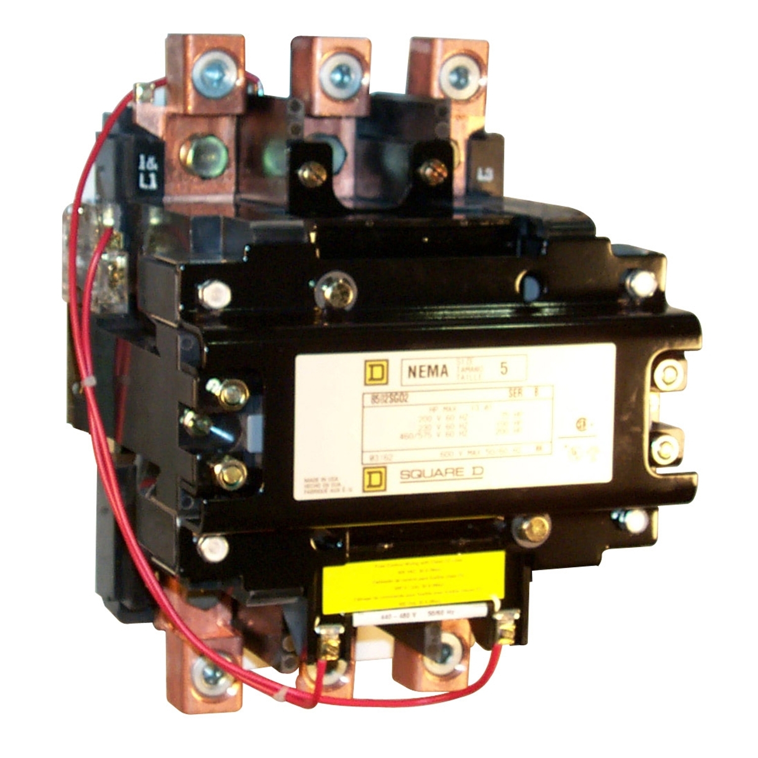 NEMA Contactor, Type S, nonreversing, Size 5, 270A, 200HP at 575VAC, 3 phase, up to 100kA, 3 pole, 240VAC coil, open [TAA]