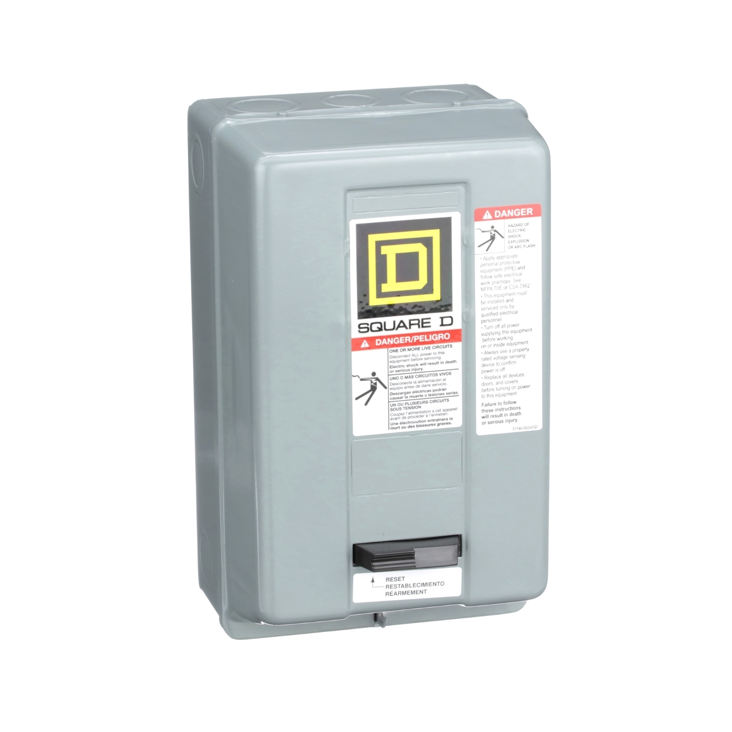 NEMA motor starter, Type S, nonreversing, Size 0, 18A, 5HP at 460VAC, 5kA SCCR, 3 phase, 3 pole, melting alloy, 208VAC coil, NEMA 1 [TAA]