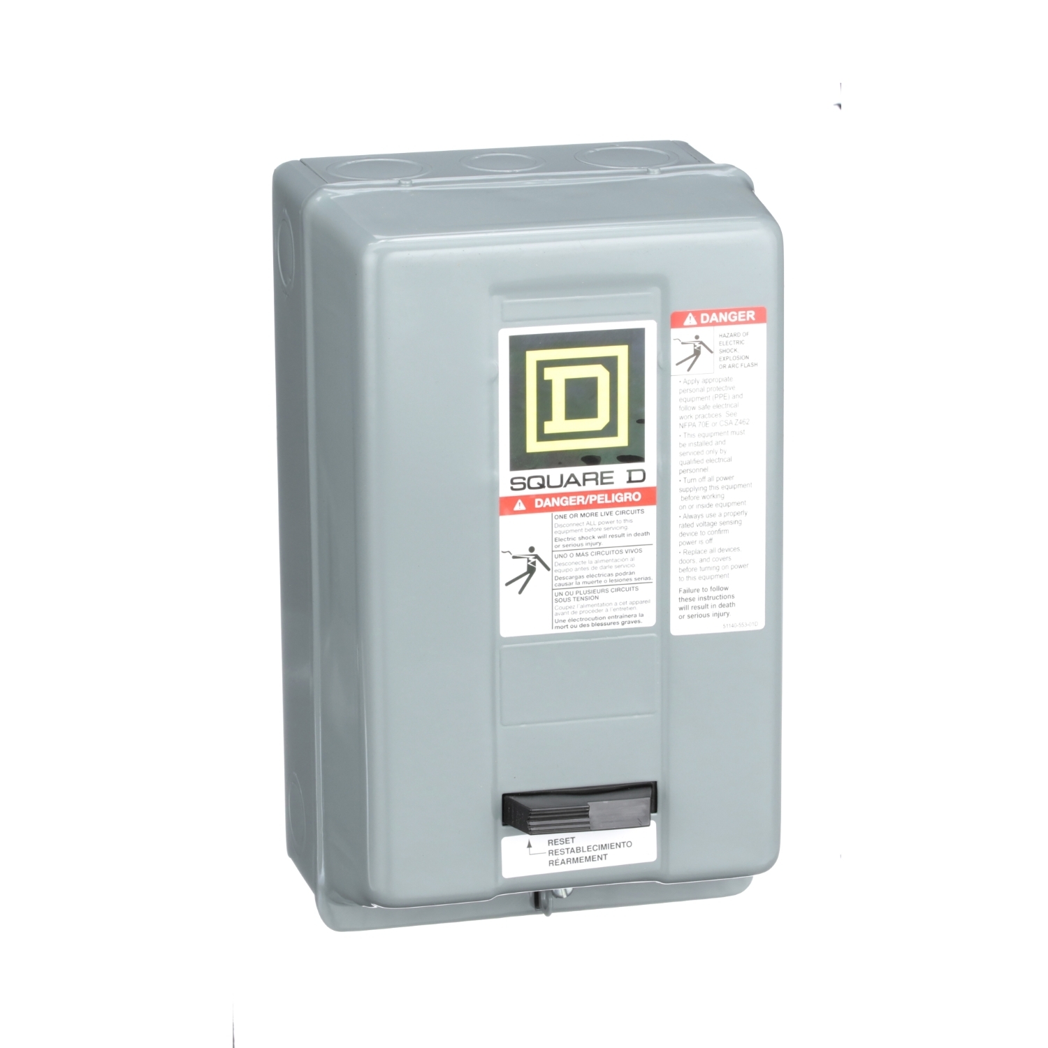 NEMA motor starter, Type S, nonreversing, Size 1, 27A, 10HP at 460VAC, up to 100kA SCCR, 3 phase, 3 pole, Motor Logic, 240VAC coil, NEMA 1 [TAA]