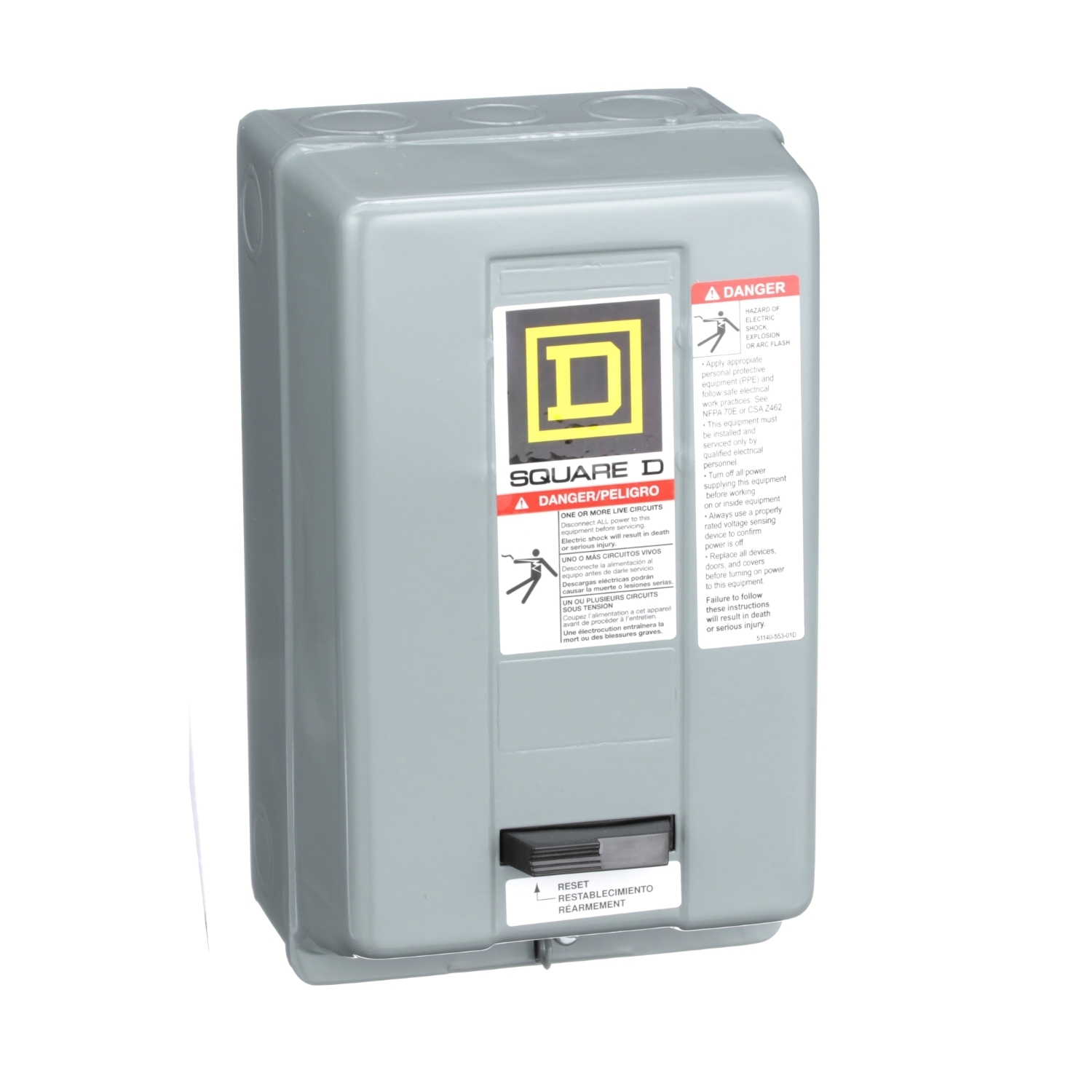 NEMA Motor Starter, Type S, nonreversing, Size 1, 27A, 10 HP at 460 VAC, up to 100 kA SCCR, 3 phase, 3 pole, Motor Logic, 480 VAC coil, NEMA 1 [TAA]