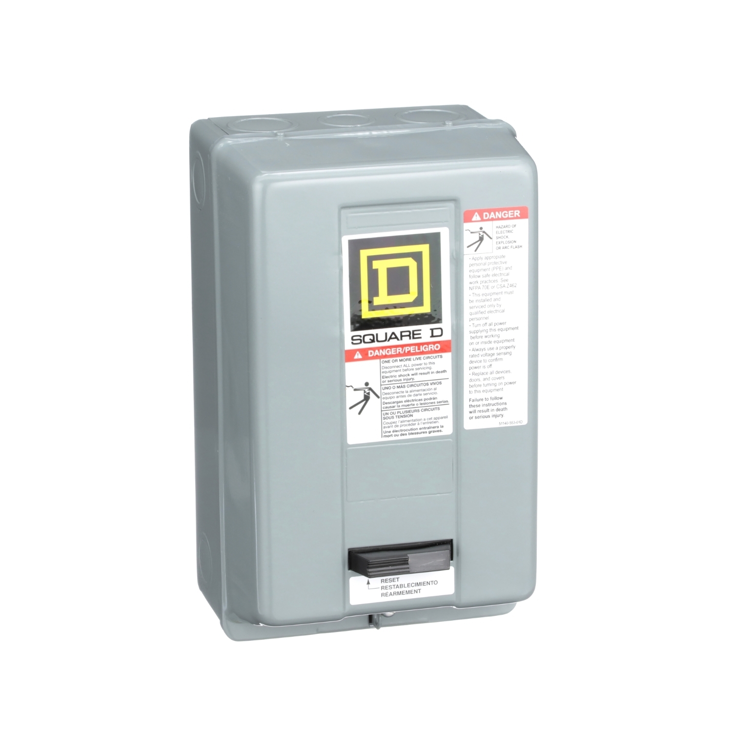 NEMA motor starter, Type S, nonreversing, Size 1, 27A, 10HP at 460VAC, up to 100kA SCCR, 3 phase, 3 pole, Motor Logic, 208VAC coil, NEMA 1 [TAA]