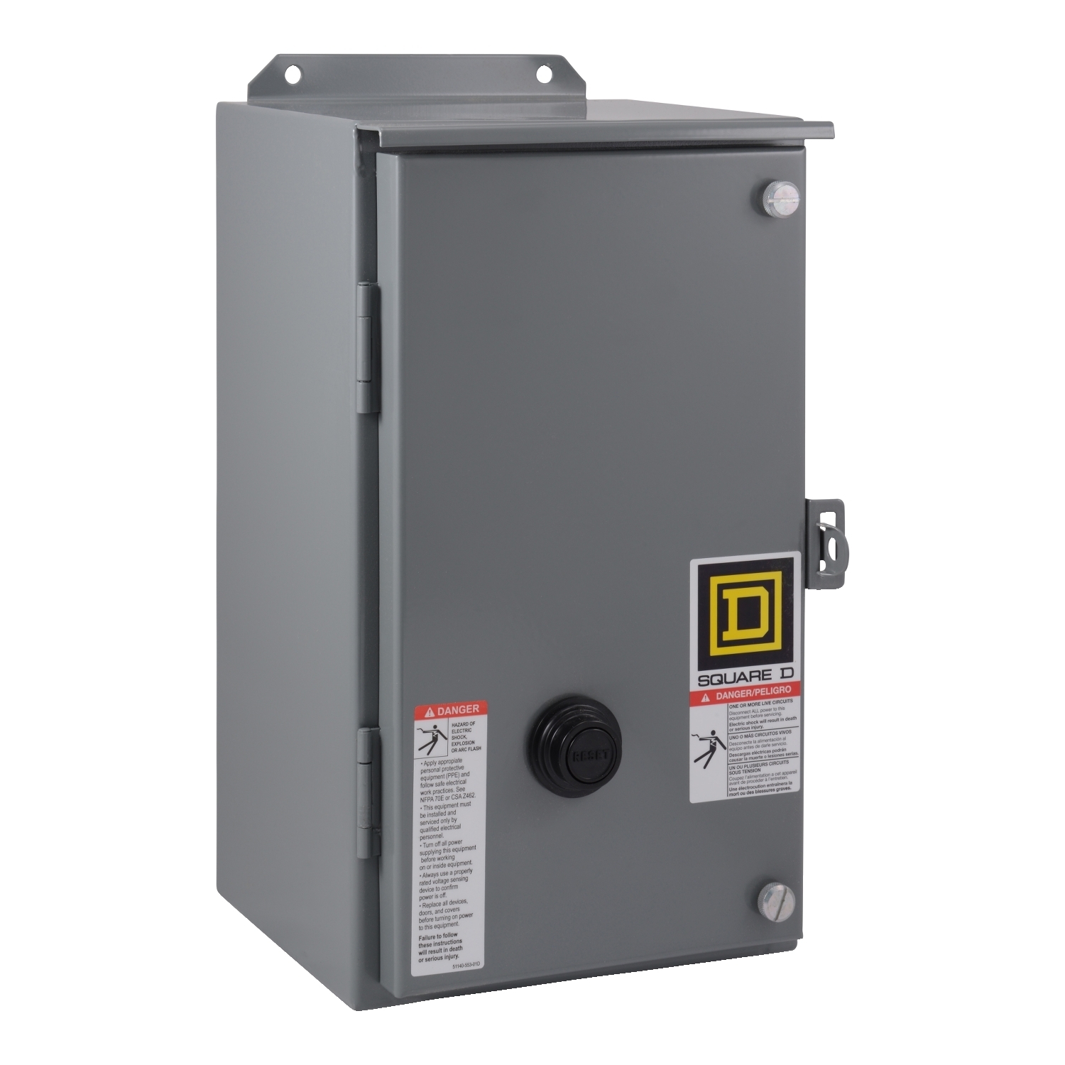 NEMA Motor Starter, Type S, nonreversing, Size 2, 45A, 25 HP at 460 VAC, up to 100 kA SCCR, 3 phase, 3 pole, Motor Logic, 120 VAC coil, NEMA 12