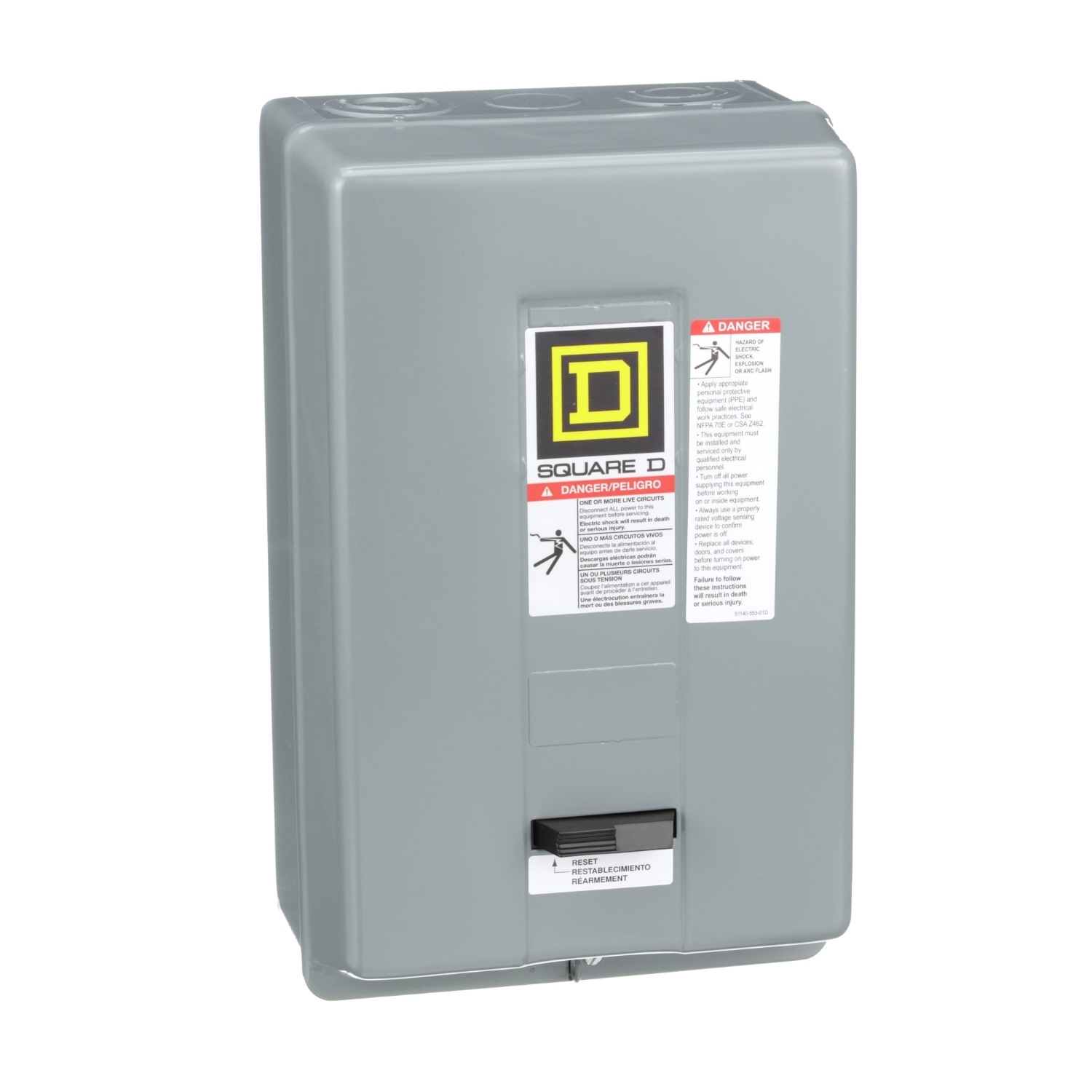 NEMA motor starter, Type S, nonreversing, Size 2, 45A, 25HP at 460VAC, 5kA SCCR, 3 phase, 3 pole, melting alloy, 208VAC coil, NEMA 1 [TAA]