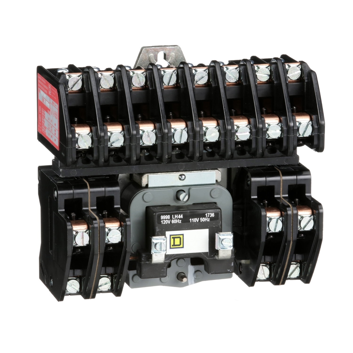Contactor, Type L, multipole lighting, electrically held, 30A, 12 pole, 600V, 110/120VAC 50/60Hz coil, open style [TAA]