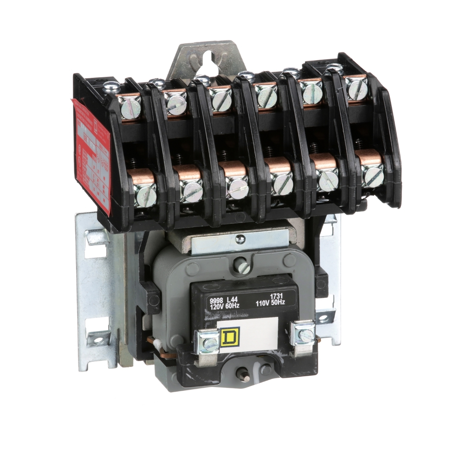 Contactor, Type L, multipole lighting, electrically held, 30A, 6 pole, 600V, 110/120VAC 50/60Hz coil, open style [TAA]