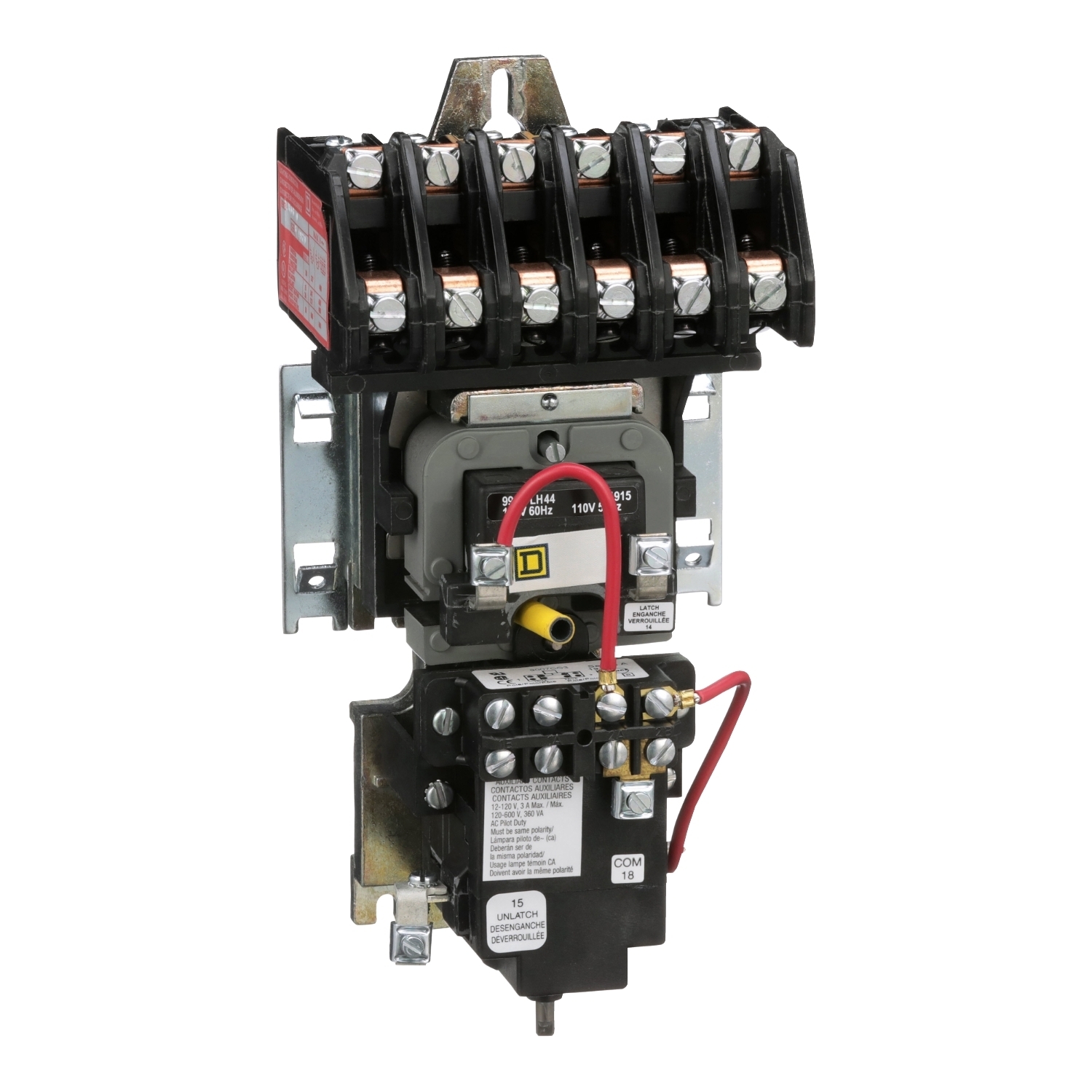 Contactor, Type L, multipole lighting, mechanically held, 30A, 6 pole, 600V, 110/120VAC 50/60Hz coil, open style [TAA]