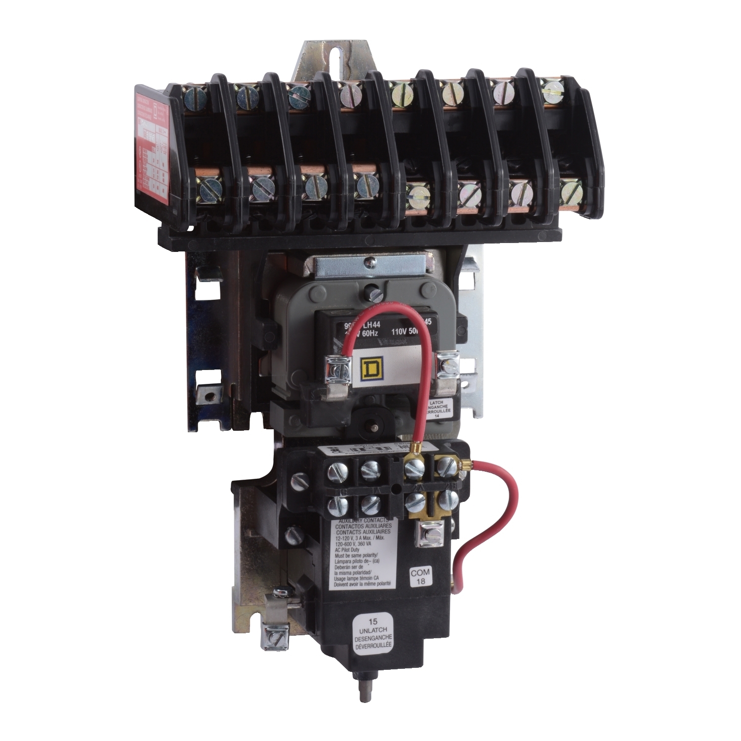 Contactor, Type L, multipole lighting, mechanically held, 30A, 8 pole, 600V, 277VAC 60Hz coil, open style [TAA]