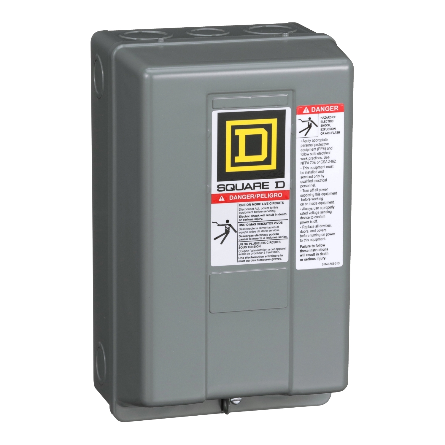 Contactor, Type S, multipole lighting, electrically held, 30A, 3 pole, 110/120VAC 50/60Hz coil, NEMA 1 [TAA]