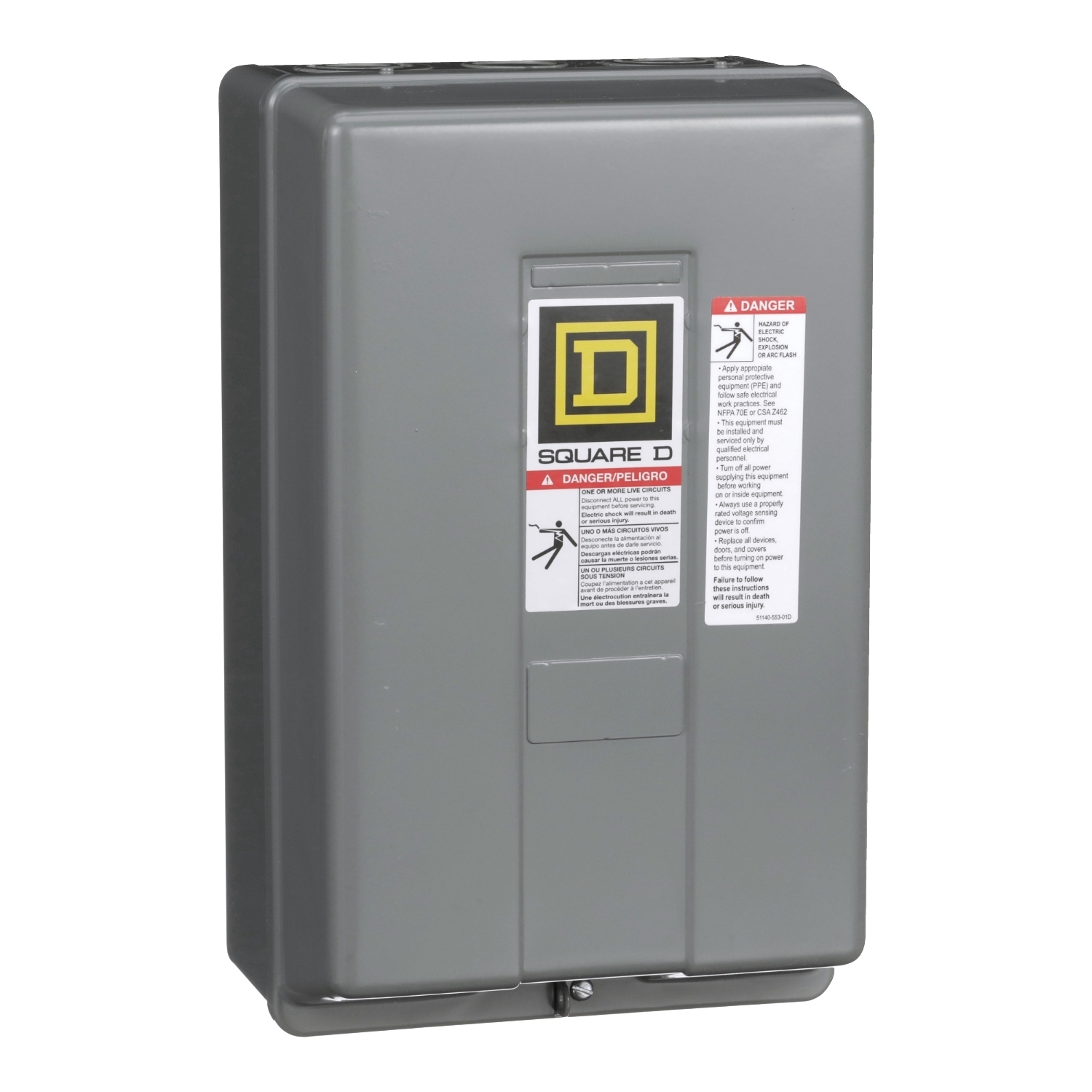 Contactor, Type S, multipole lighting, electrically held, 60A, 4 pole, 110/120VAC 50/60Hz coil, NEMA 1 [TAA]