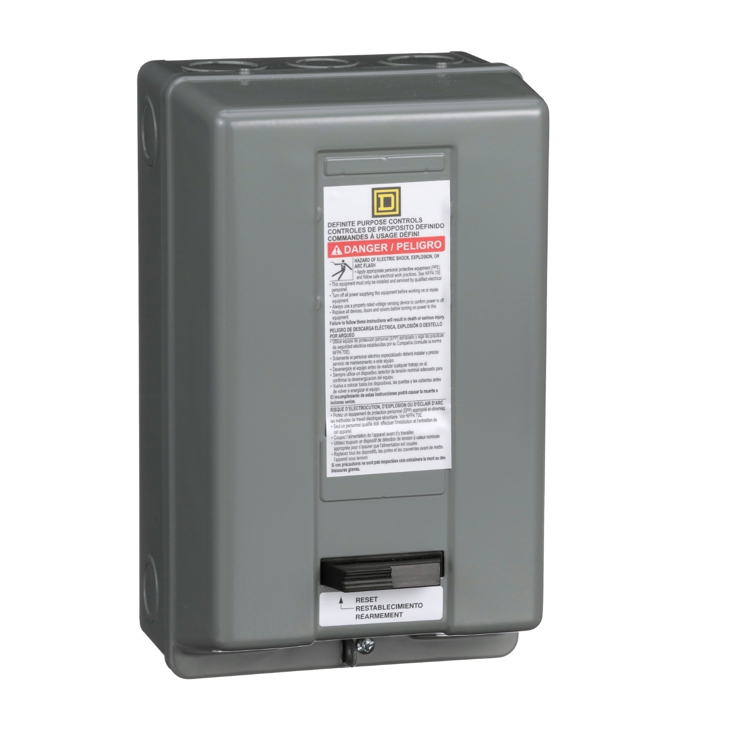 Starter, Definite Purpose, nonreversing, 20A, 3 pole, 3 phase, 440/480VAC 50/60Hz coil, melting alloy overload, NEMA 1