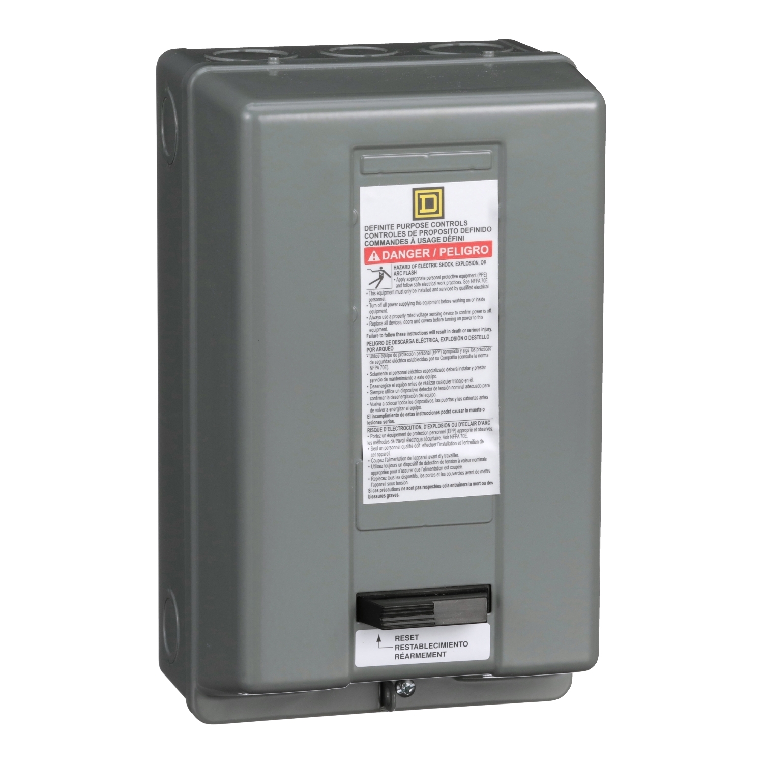 Starter, Definite Purpose, nonreversing, 40A, 2 pole, 1 phase, 208V to 240V AC coil, melting alloy overload, NEMA 1