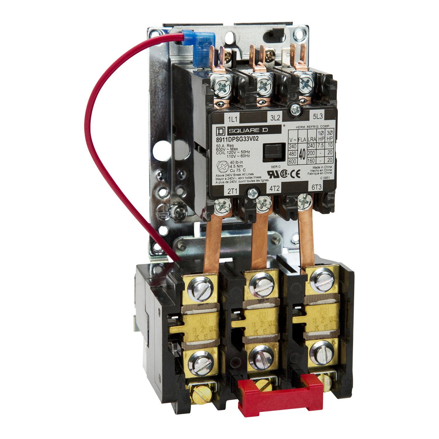 NEMA starter, Definite Purpose, 30A, 20HP at 600VAC, 3 phase, 3 pole, melting alloy, 208V to 240VAC coil, open