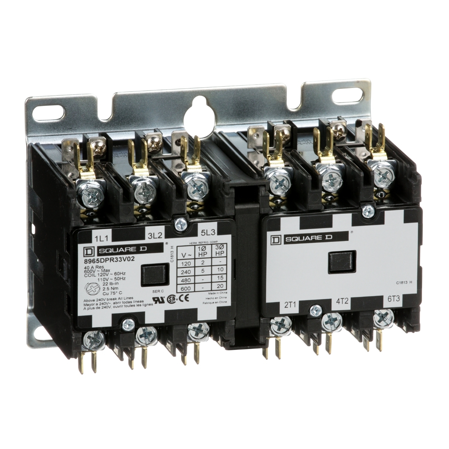 Reversing Hoist Contactor, 30A, 3 pole, 110/120VAC 50/60Hz coil, open style