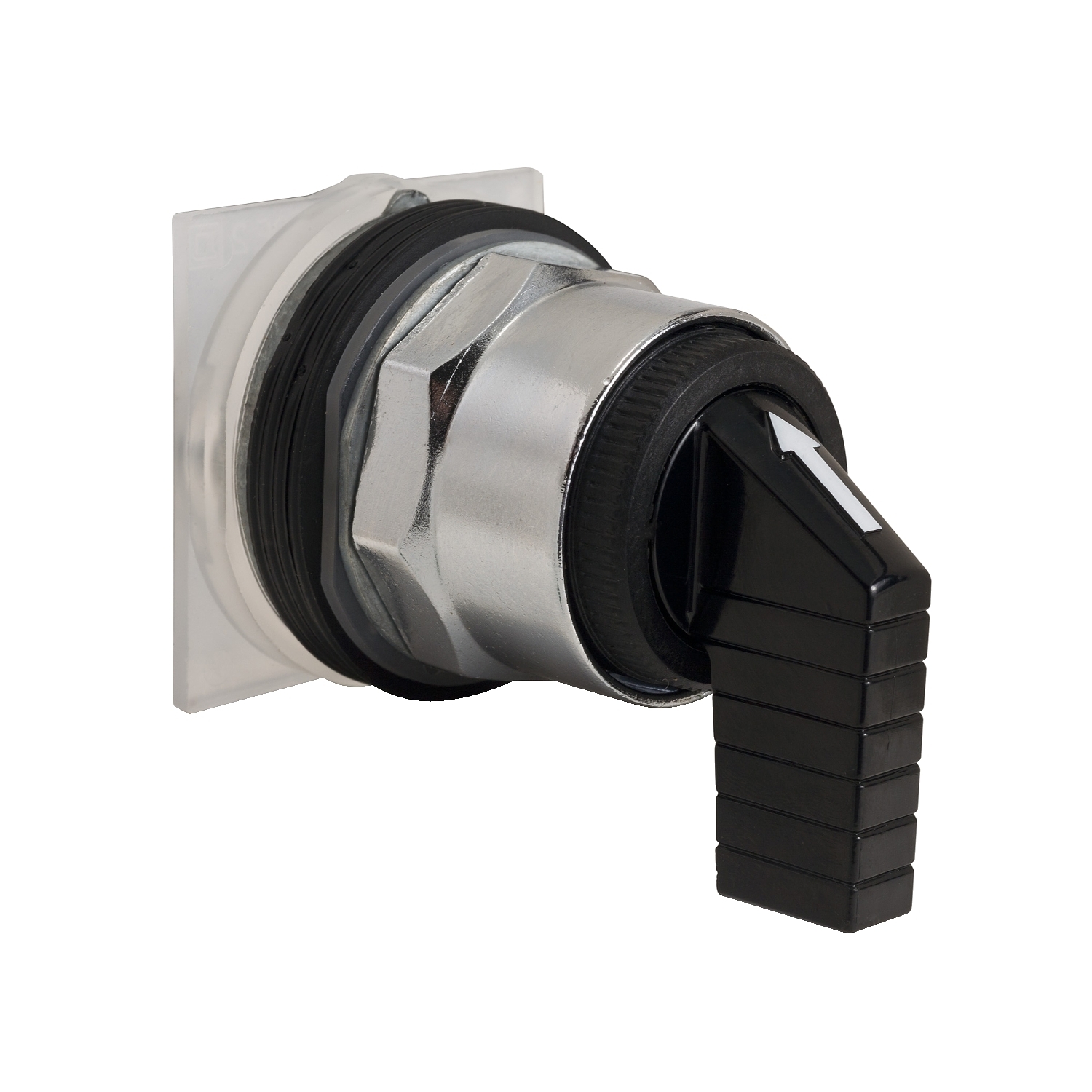 Selector switch head, Harmony 9001K, metal, long handle, black, 30mm, 3 positions, return both sides to center
