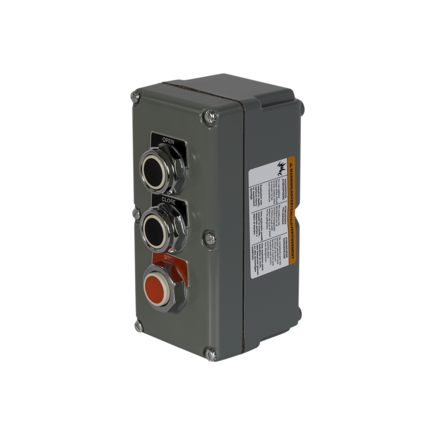 Complete control station, Harmony 9001K, 10A,  zinc, grey, 3 push buttons 3NO + 3NC OPEN CLOSE STOP, NEMA 3 4 13