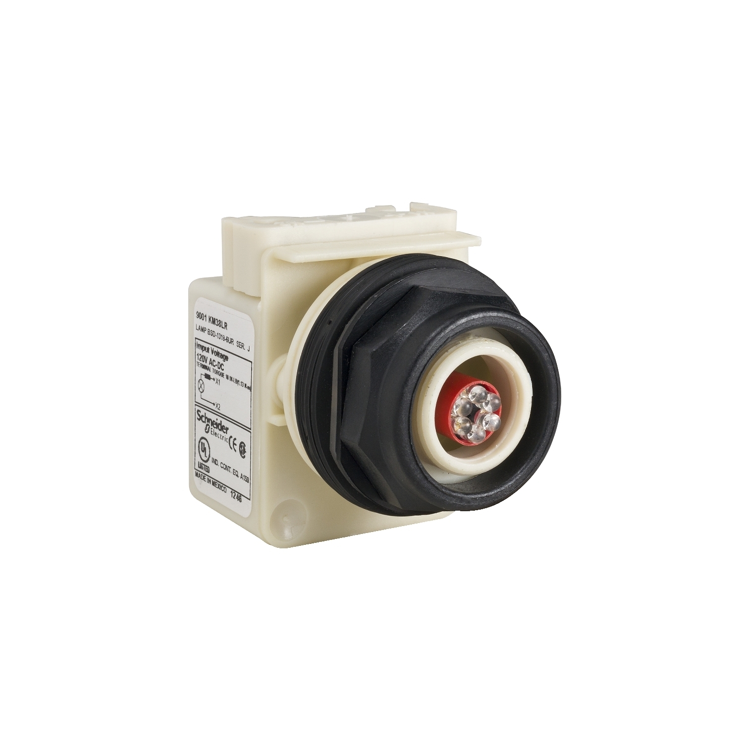 Pilot light head, Harmony 9001SK, plastic, without cap, 30mm, LED red, 120V