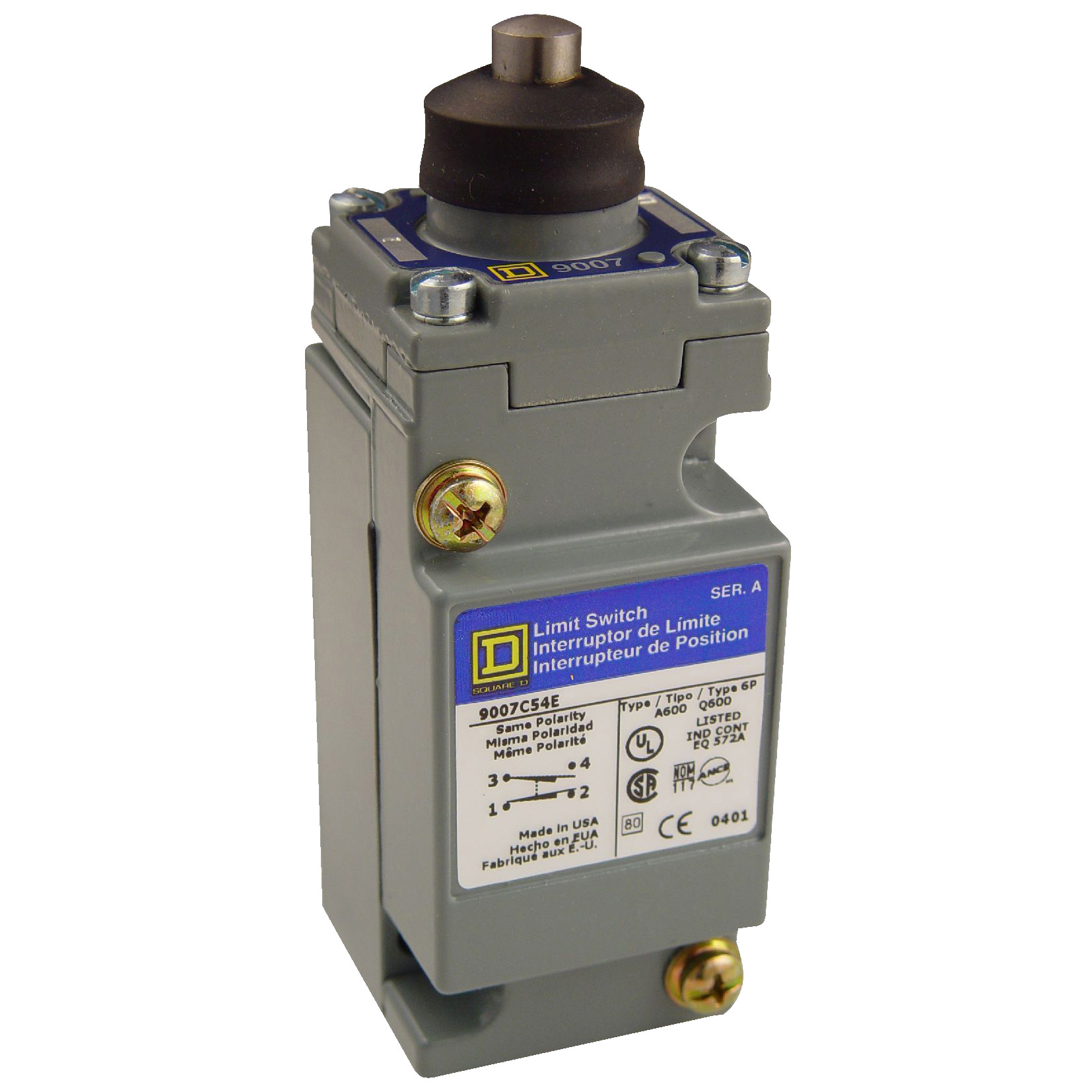Limit switch, 9007, 600 V 10amp c +options