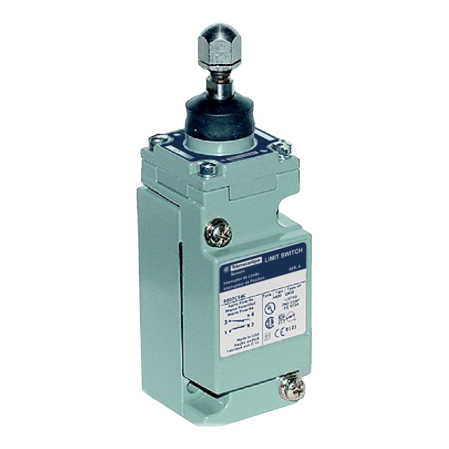 NEMA limit switch, 9007C, heavy duty, standard, steel spring return top plunger, adjustable, 10A, 600V, 1NO/1NC, NEMA 4