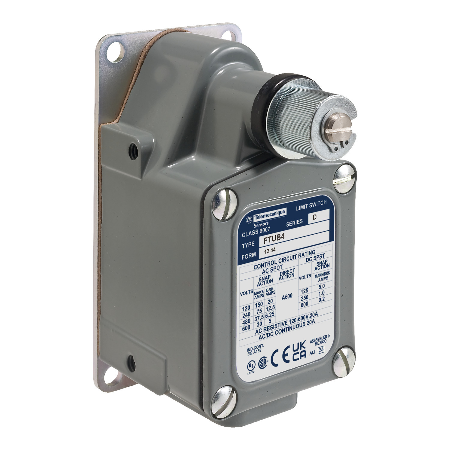 Limit switch, 9007, 600 VAC 12amp t+ft +options
