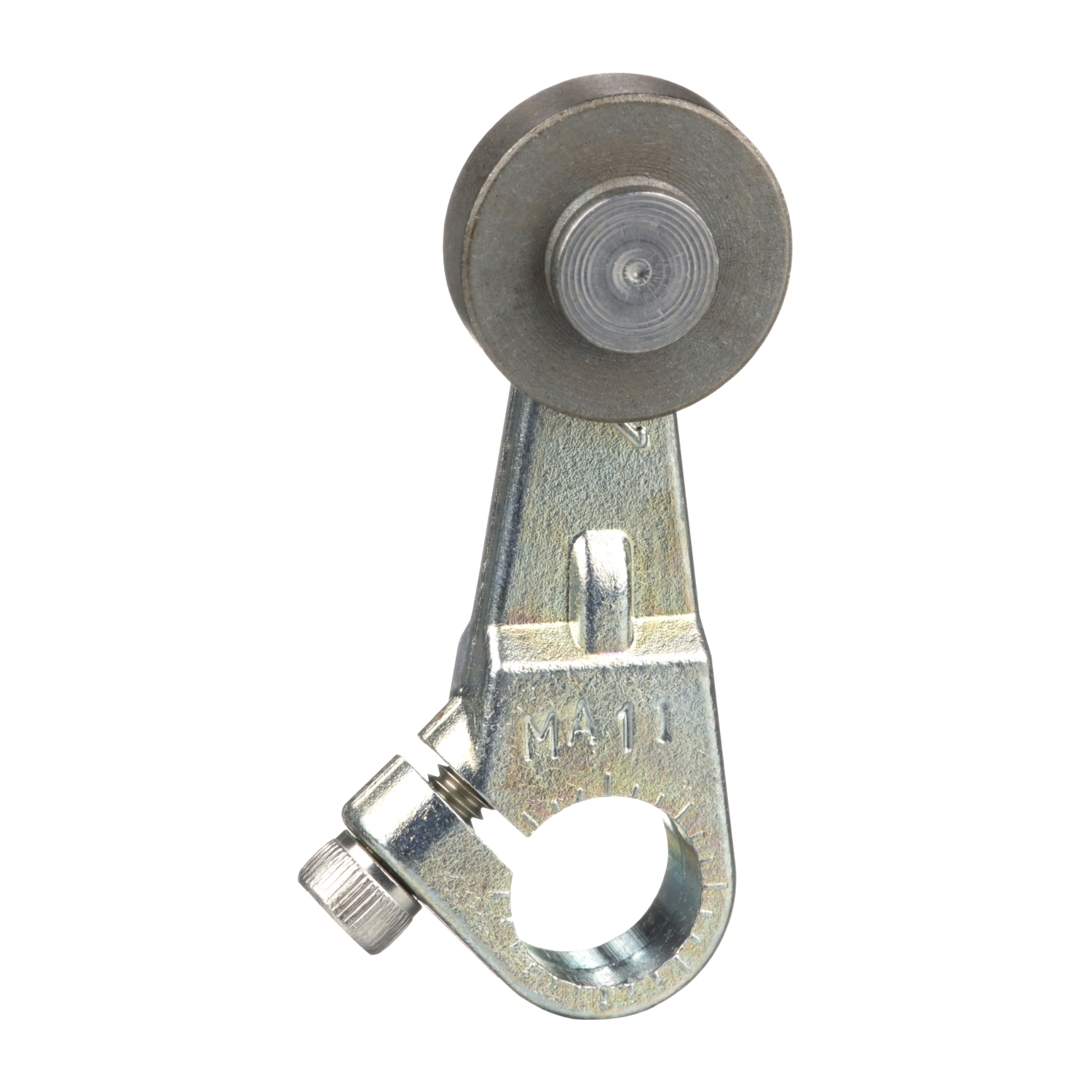 limit switch lever arm, 9007C, 1.5 inch long cast zinc lever arm, 0.75 inch diameter roller, 0.25 inch wide roller