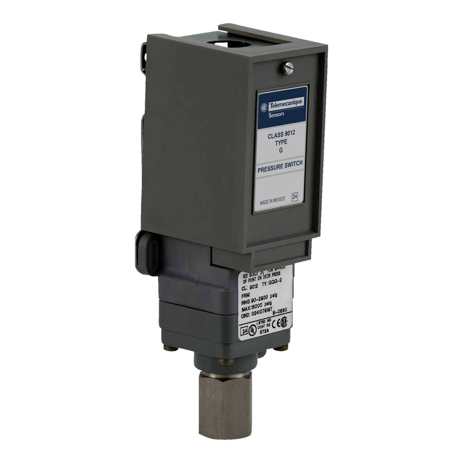 Pressure switch, 9012G, industrial, adjustable scale, 2 thresholds, 5.0 to 250PSIG