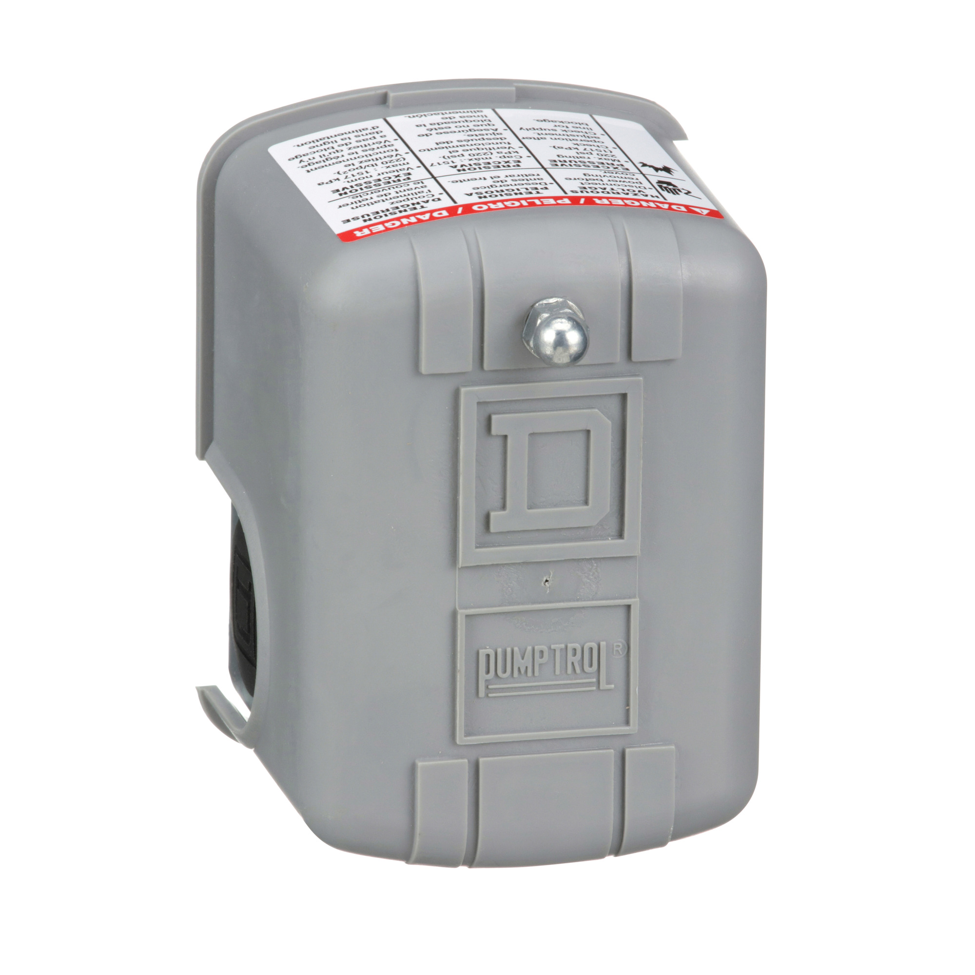 Square D,PRESSURE SWITCH 575VAC 1HP F +OPTIONS,-,0.375 inch NPSF internal conforming to UL 508,150 psi,30 psi,70...150 psi,off at 150 psi,220 PSIG,A600,DPST,General Purpose (Indoor),NEMA 1,Pressure Switch,Pumptrol,Screw Clamp,UL listed, CSA,air (-22...257 F),control small electrically driven air compressors