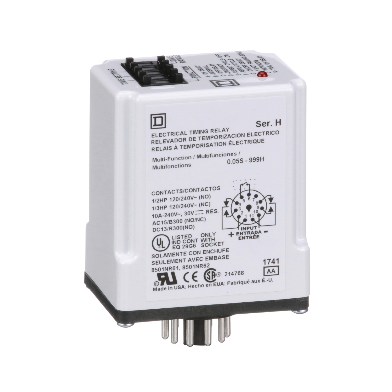 Timer, Harmony 9050 JCK, multifunction, programmable, 0.5 second to 999 hours, 10A, 240V AC, 24V AC/DC