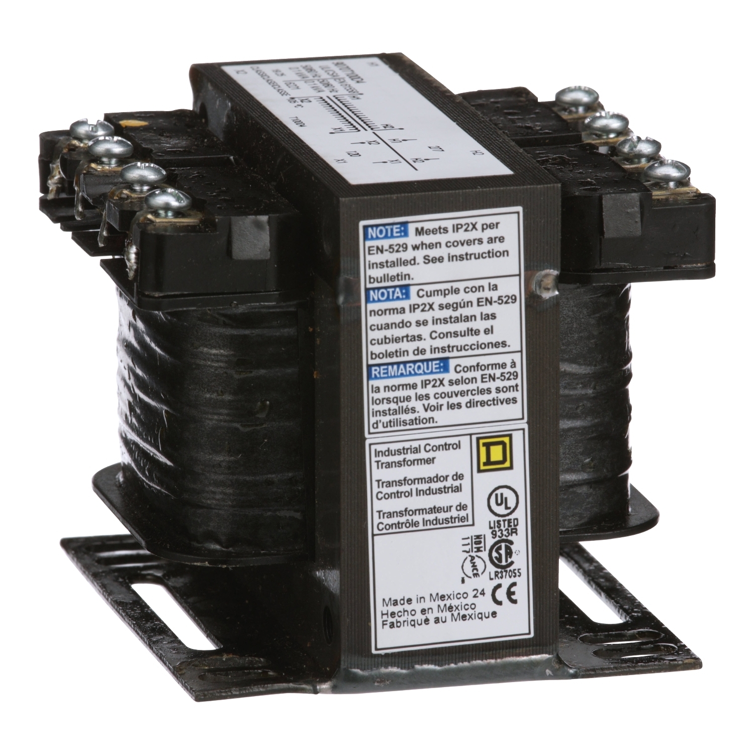 Transformer, Type T, industrial control, 100VA, 1 phase, 277V primary, 120V secondary, 55C rise