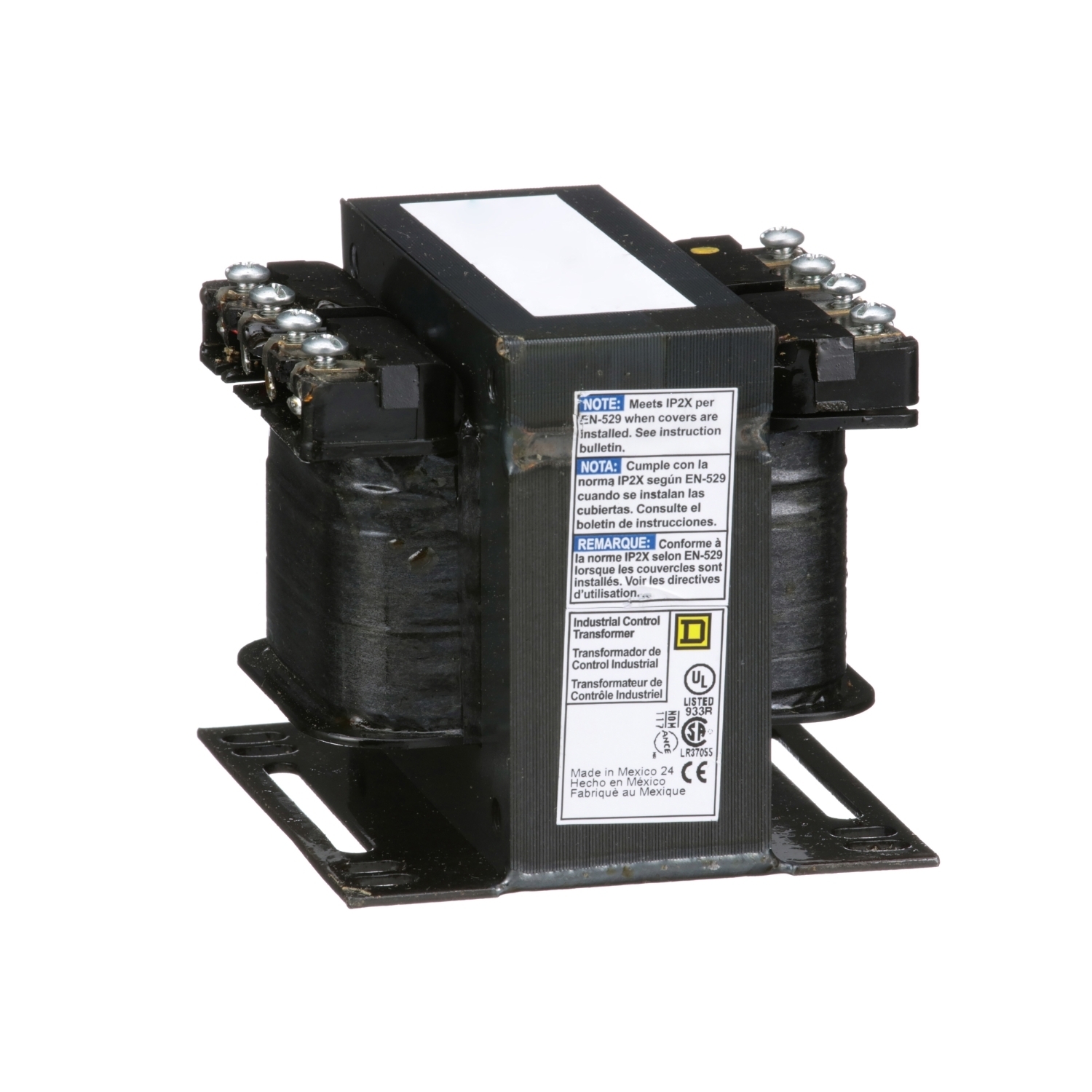Transformer, Type T, industrial control, 200VA, 1 phase, 120V primary, 12/24V secondary, 80C rise