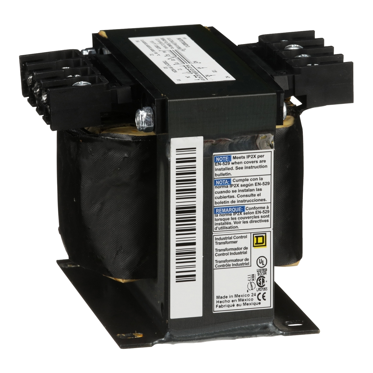 Transformer, Type T, industrial control, 300VA, 1 phase, 120V primary, 12/24V secondary, 80C rise