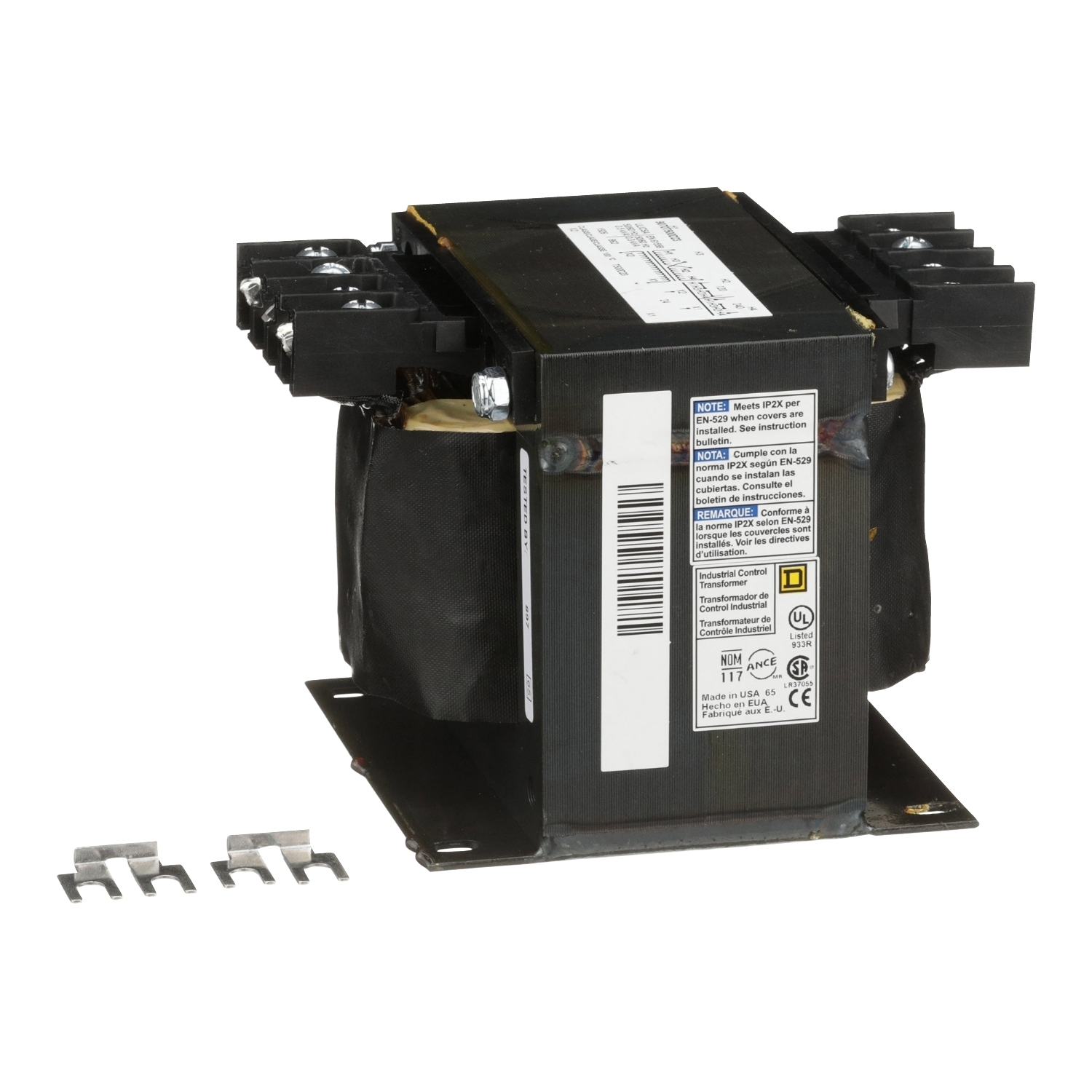 Transformer, Type T, industrial control, 500VA, 1 phase, 120x240V primary, 24V secondary, 115C rise