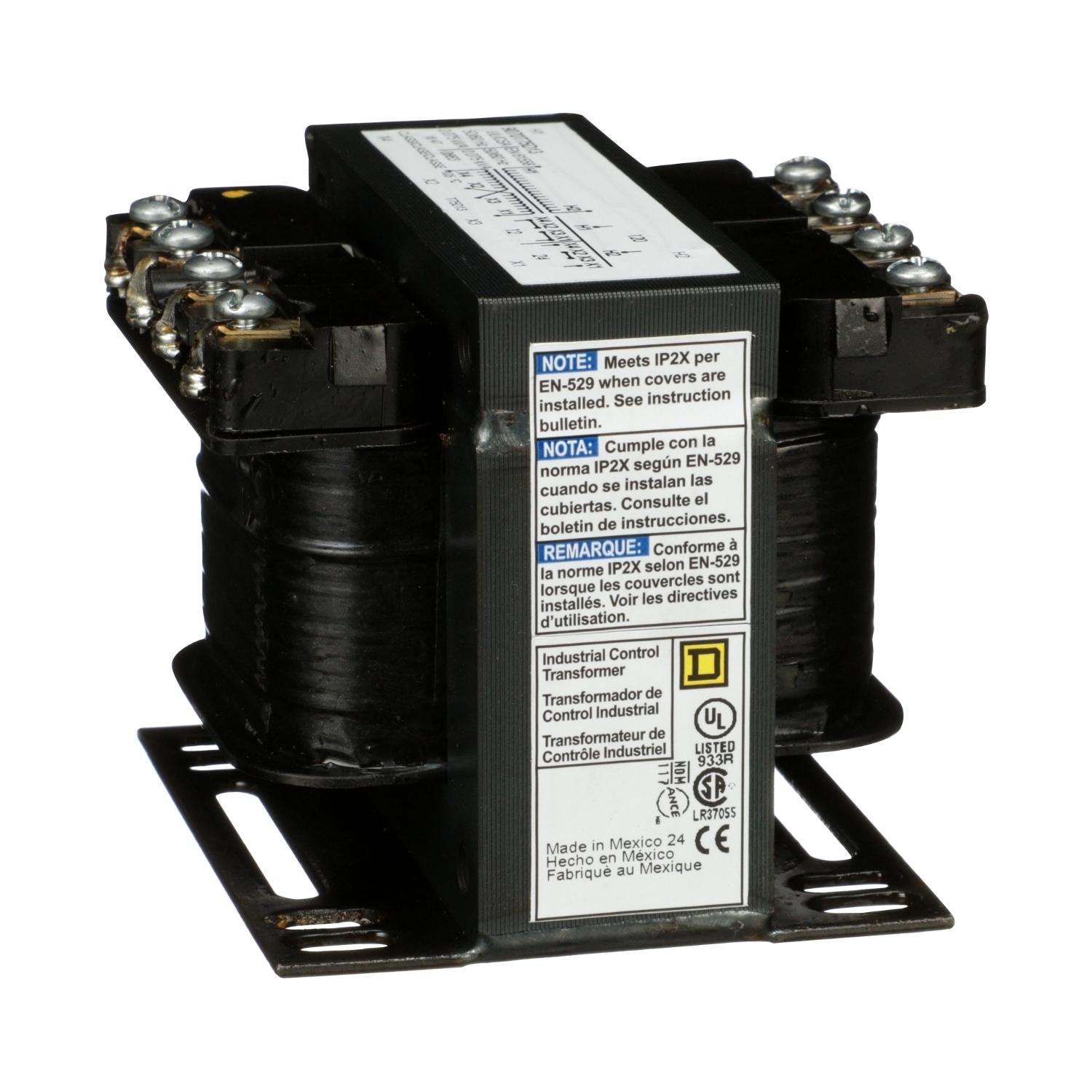 Transformer, Type T, industrial control, 75VA, 1 phase, 120V primary, 12/24V secondary, 55C rise