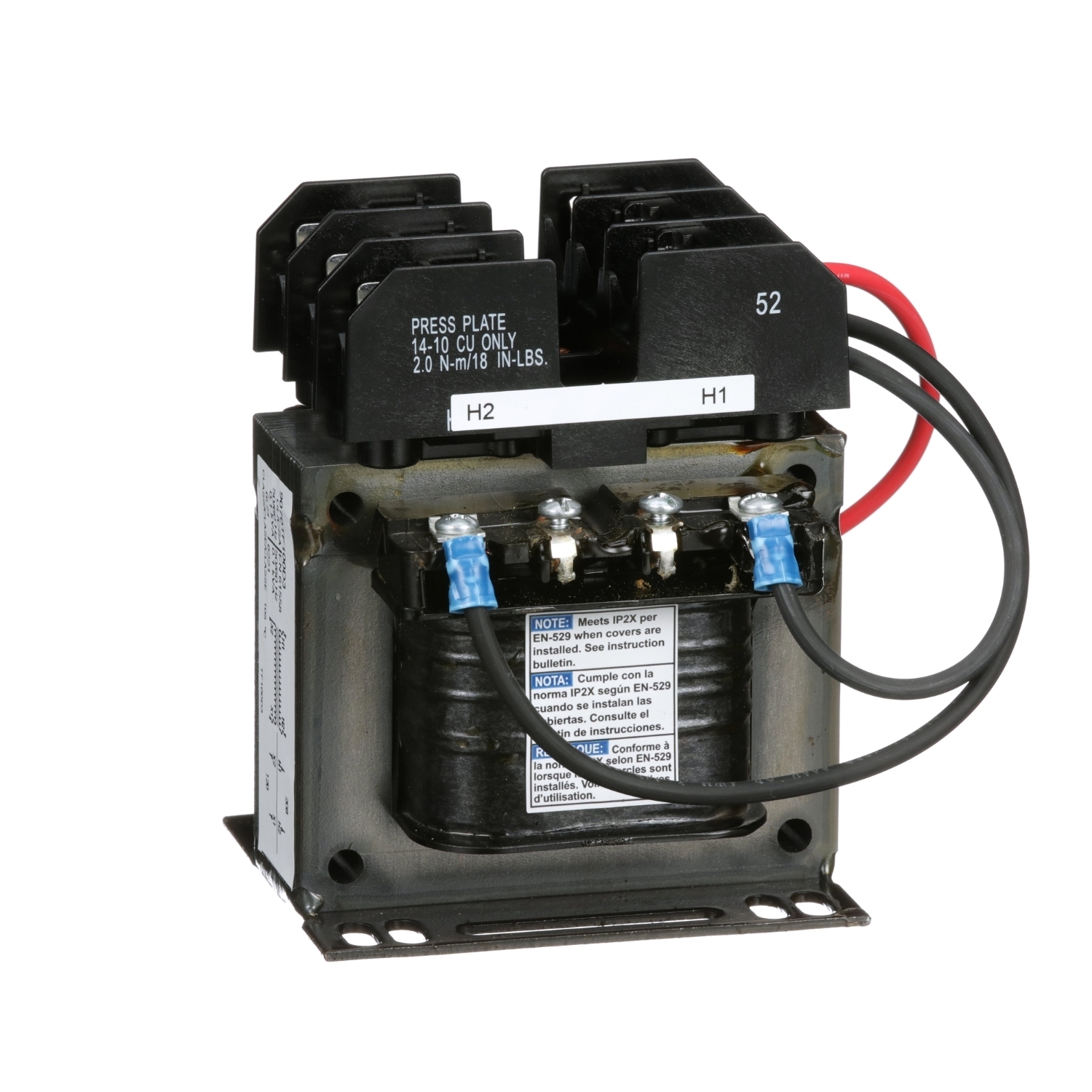 Industrial control transformer, Type TF, 1 phase, 100VA, 208V primary, 120V secondary, 50/60Hz