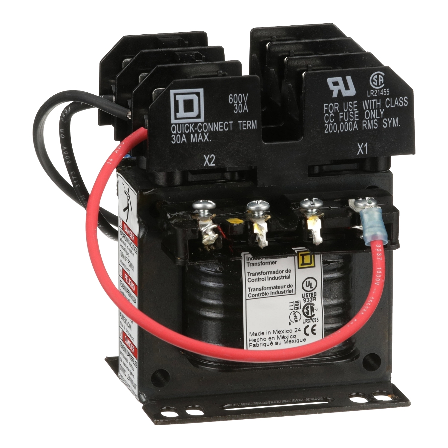 Transformer, Type TF, industrial control, 50VA, 240x480VAC primary, 24VAC secondary, 1 phase, 50/60Hz, 55C rise