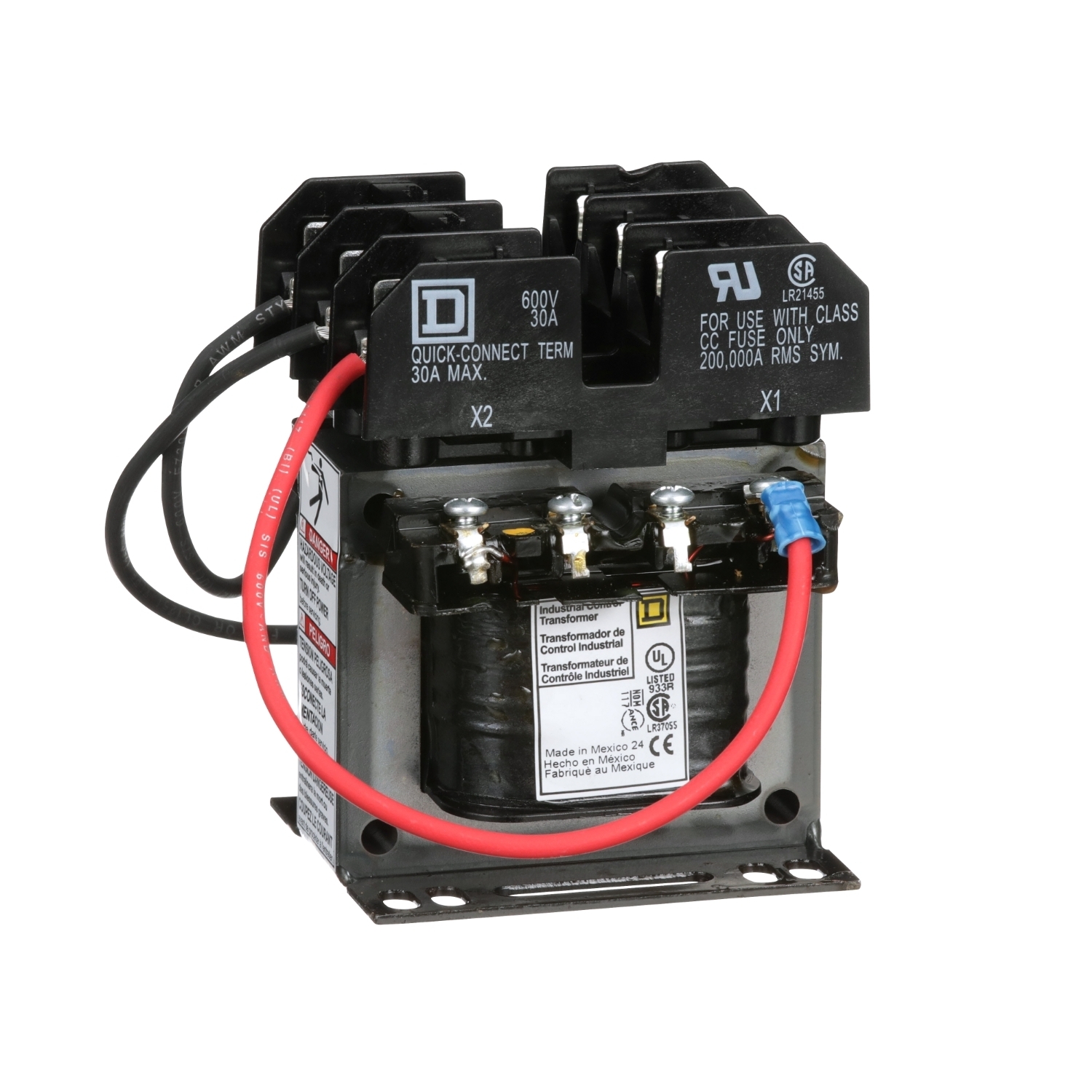 Transformer, Type TF, industrial control, 50 VA, 120/240 VAC primary / 24 VAC secondary, 1 phase, 50/60 Hz, 55 C rise