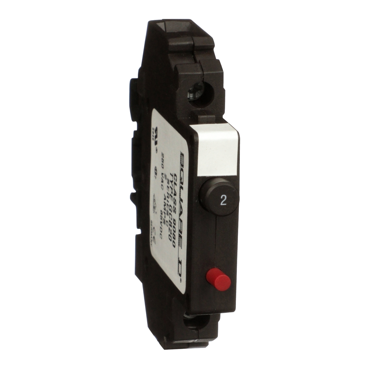 Circuit protector, Linergy, thermal magnetic overcurrent, track mount, 2.0A, 250VAC, 65VDC